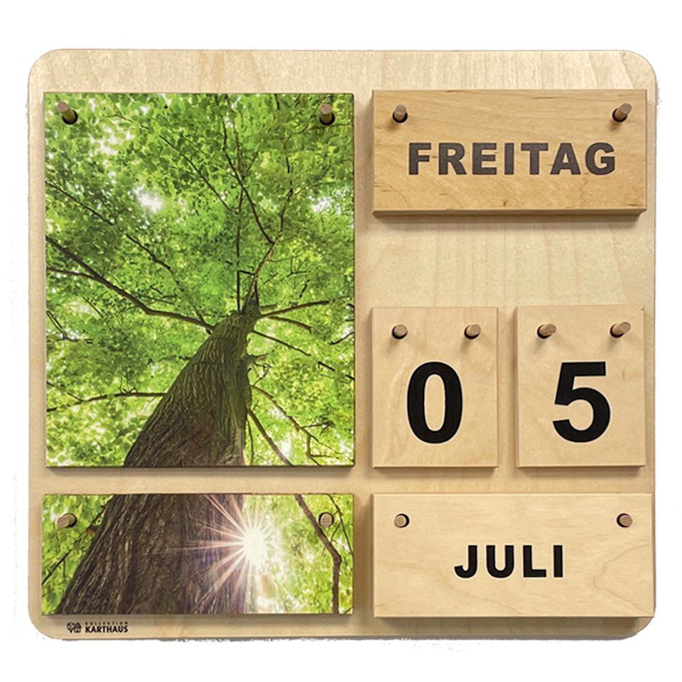 Kollektion Karthaus ewige Kalender Dauerkalender aus Holz, Wand-, Tisch + Lernkalender, Handgefertigt