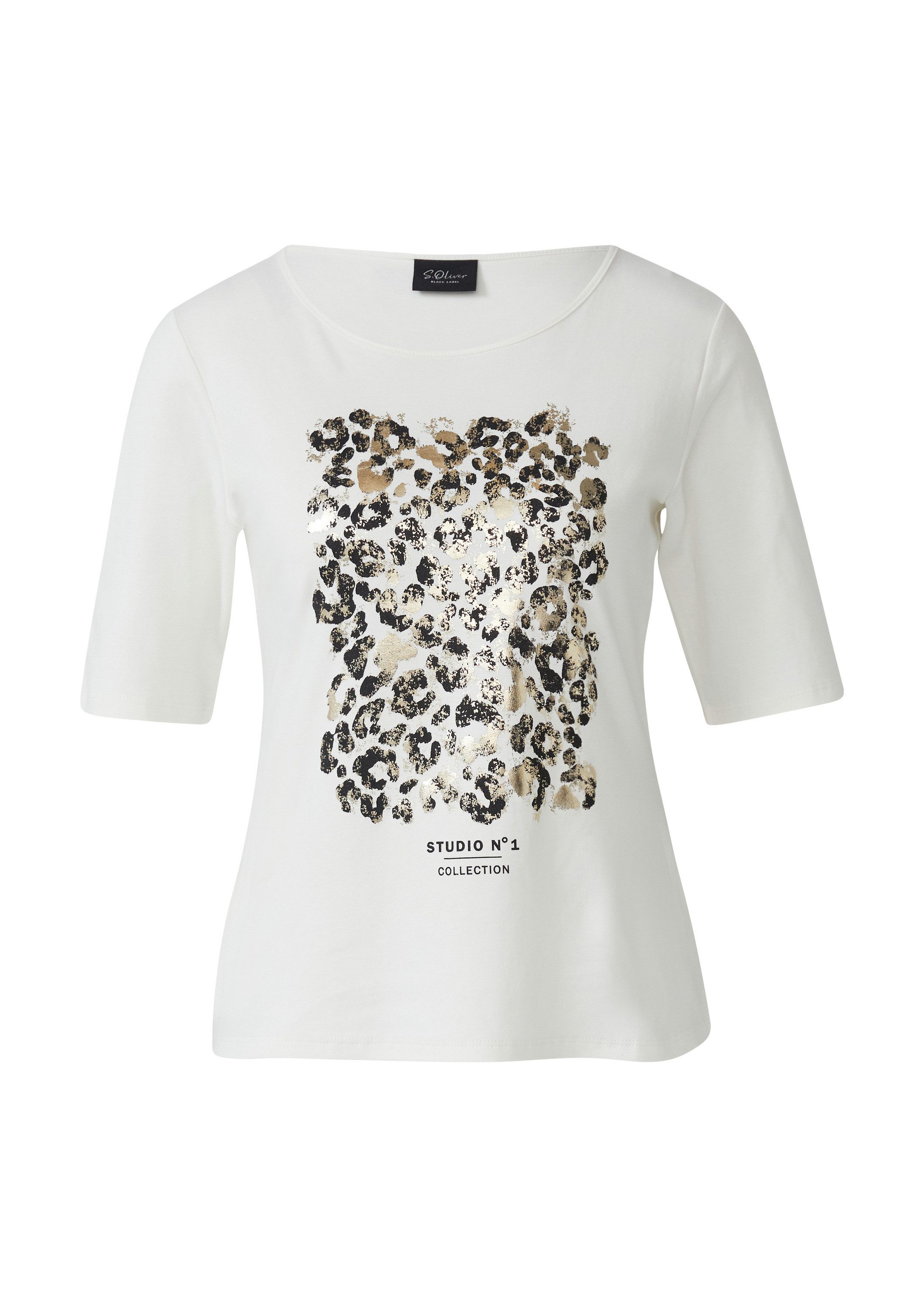 s.Oliver Kurzarmshirt T-Shirt T-Shirt mit halblangem Arm und Leo-Frontprint günstig online kaufen