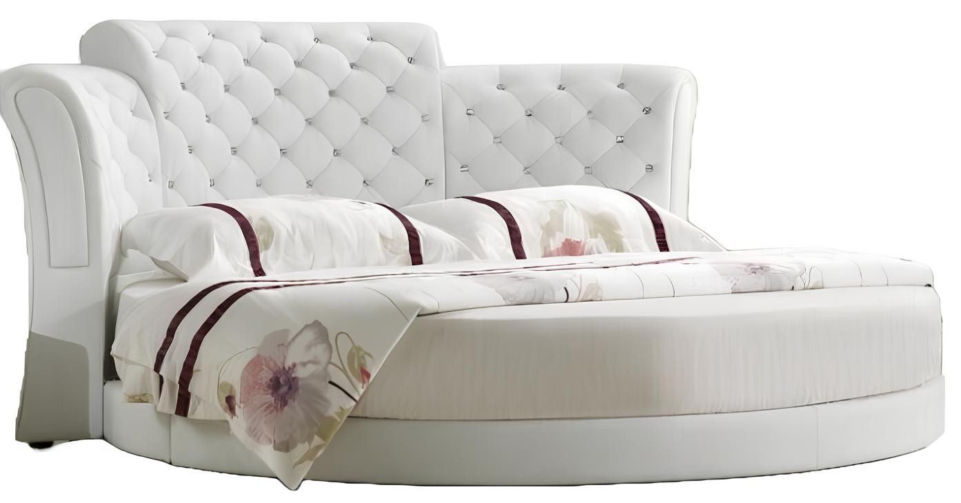 JVmoebel Rundbett Rundes Bett Rund Design Ліжка Leder Doppel Gestell Schlaf Zimmer (1-tlg., 1x nur Bett ohne Couchtische), Made in Europa