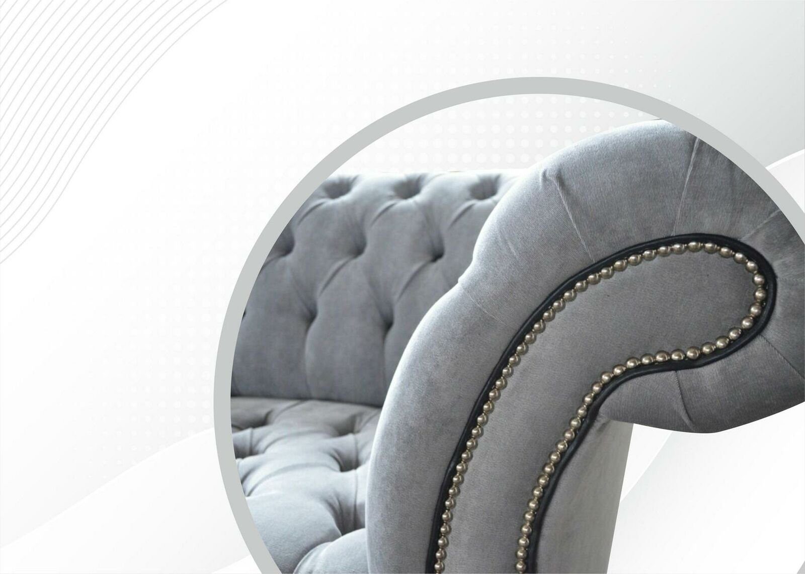Neu, 3-Sitzer graue Chesterfield-Sofa in Europe Couch Luxus Chesterfield Made JVmoebel Polstermöbel