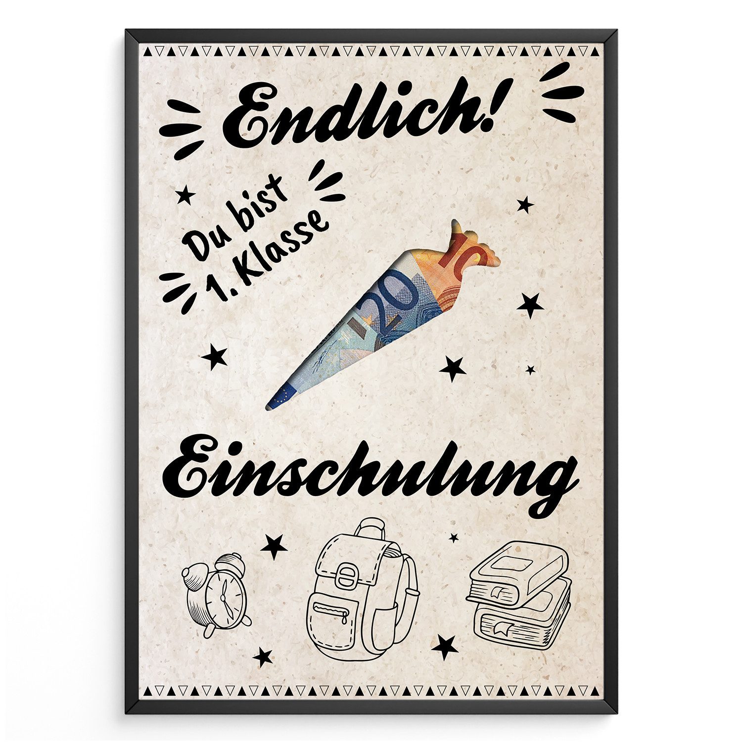 Tigerlino Poster Einschulung Geldgeschenk Schulanfang Schulstart Schultüte 1. Klasse