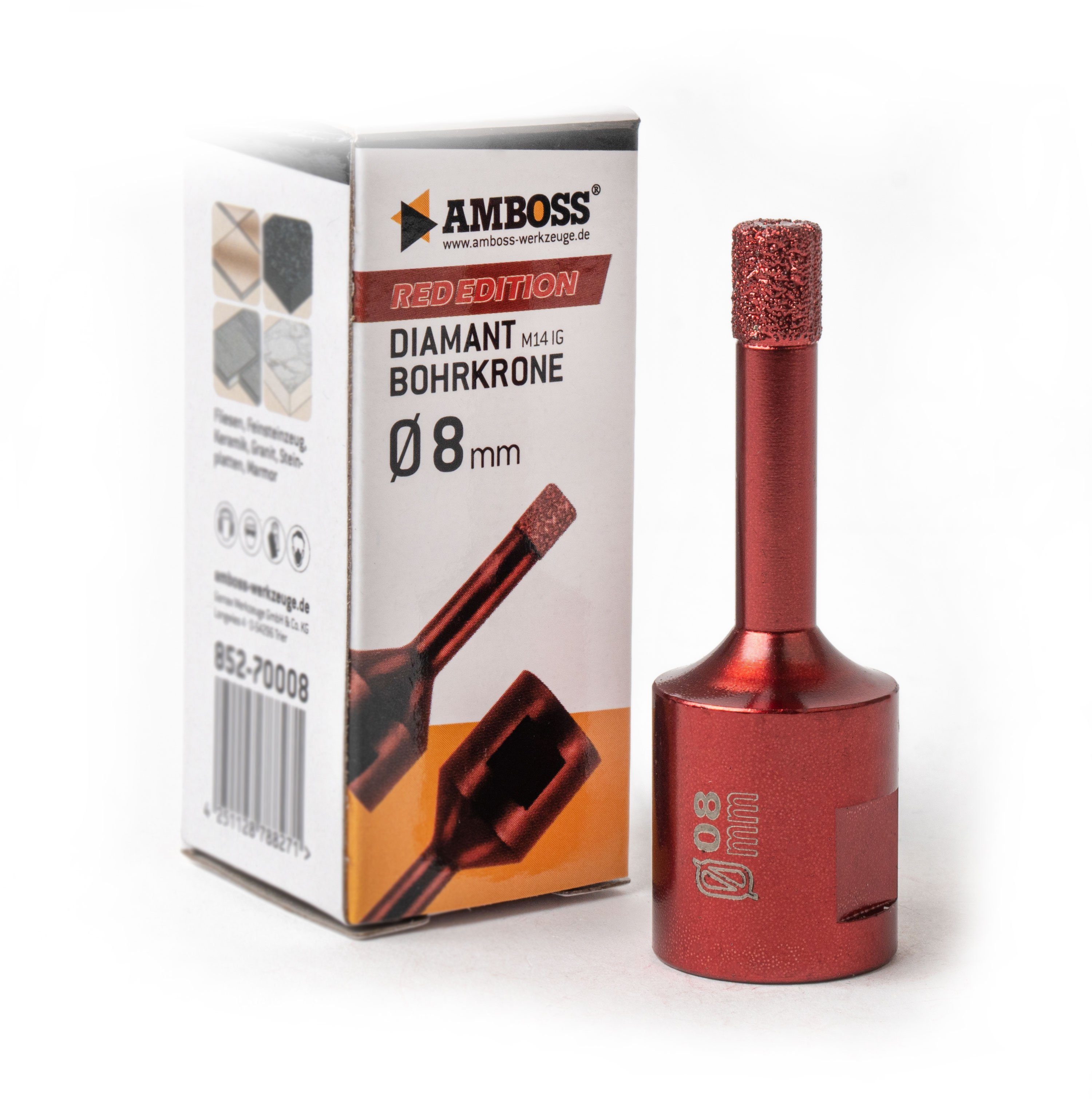 Amboss Werkzeuge Lochsäge Amboss Red Edition Bohrkrone 8 mm, Ø 8 mm