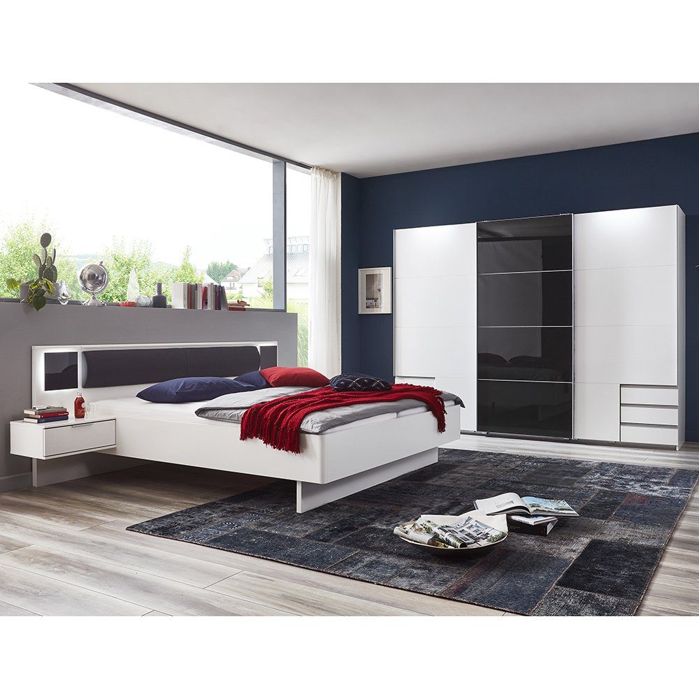 Lomadox Schlafzimmer-Set VIESTE-43, (Spar-Set, 2-tlg), mit Bett 160x200, weiß mit graphit