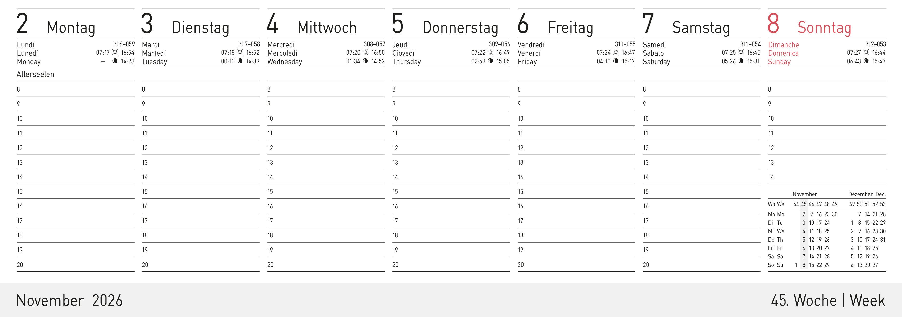 Idena Tischkalender Idena Tischquerkalender 2026 1 Woche/1 Seite 29,8x10,5cm