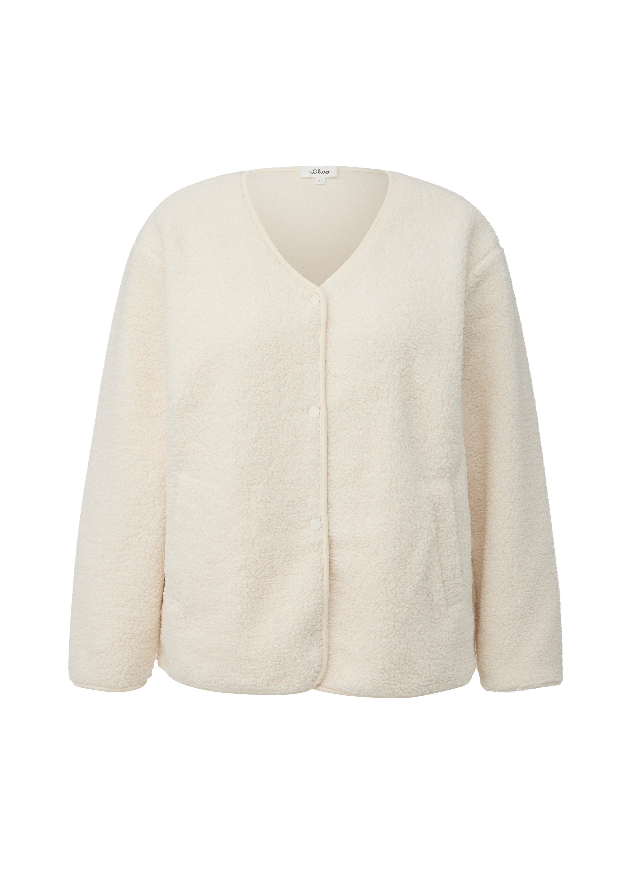s.Oliver Funktionsjacke Sweatshirt Leichte Teddyjacke im Relaxed Fit