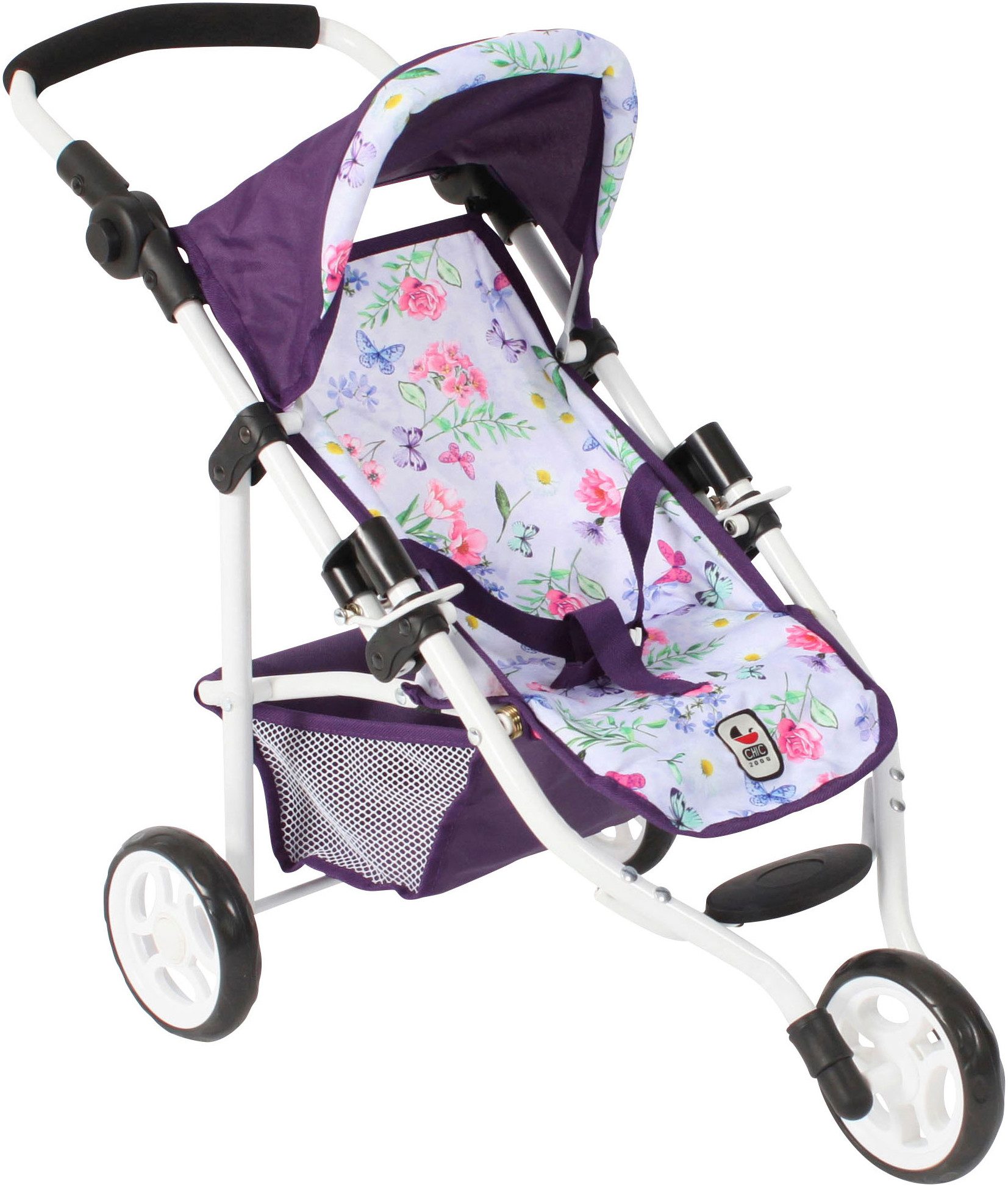 CHIC2000 Puppenbuggy Jogging-Buggy Lola, Flowers lila, mit klappbarem Verdeck