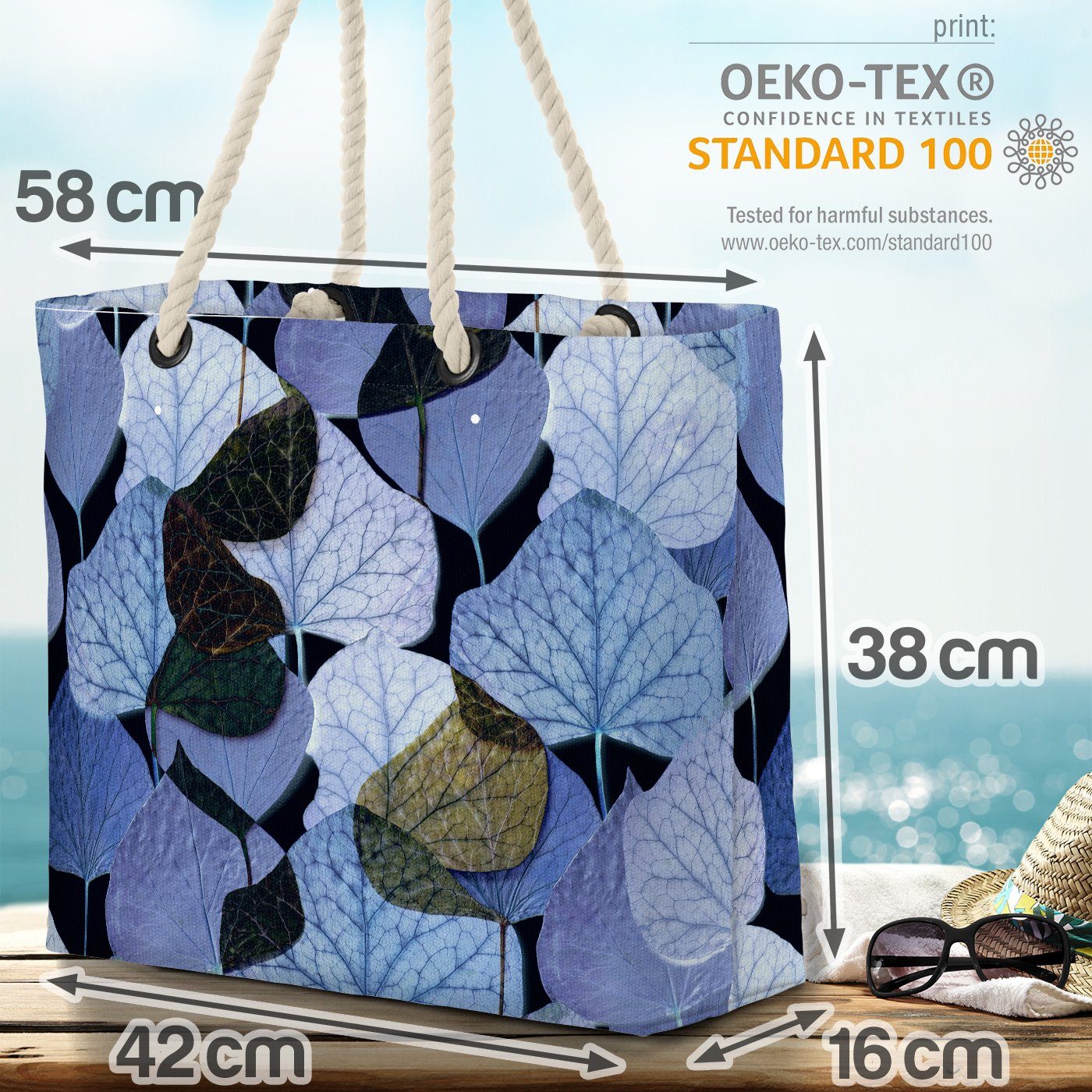Natur muster pflanze modern elegant blatt VOID (1-tlg), Strandtasche Beach Herbstblätter Bag baum Elemente