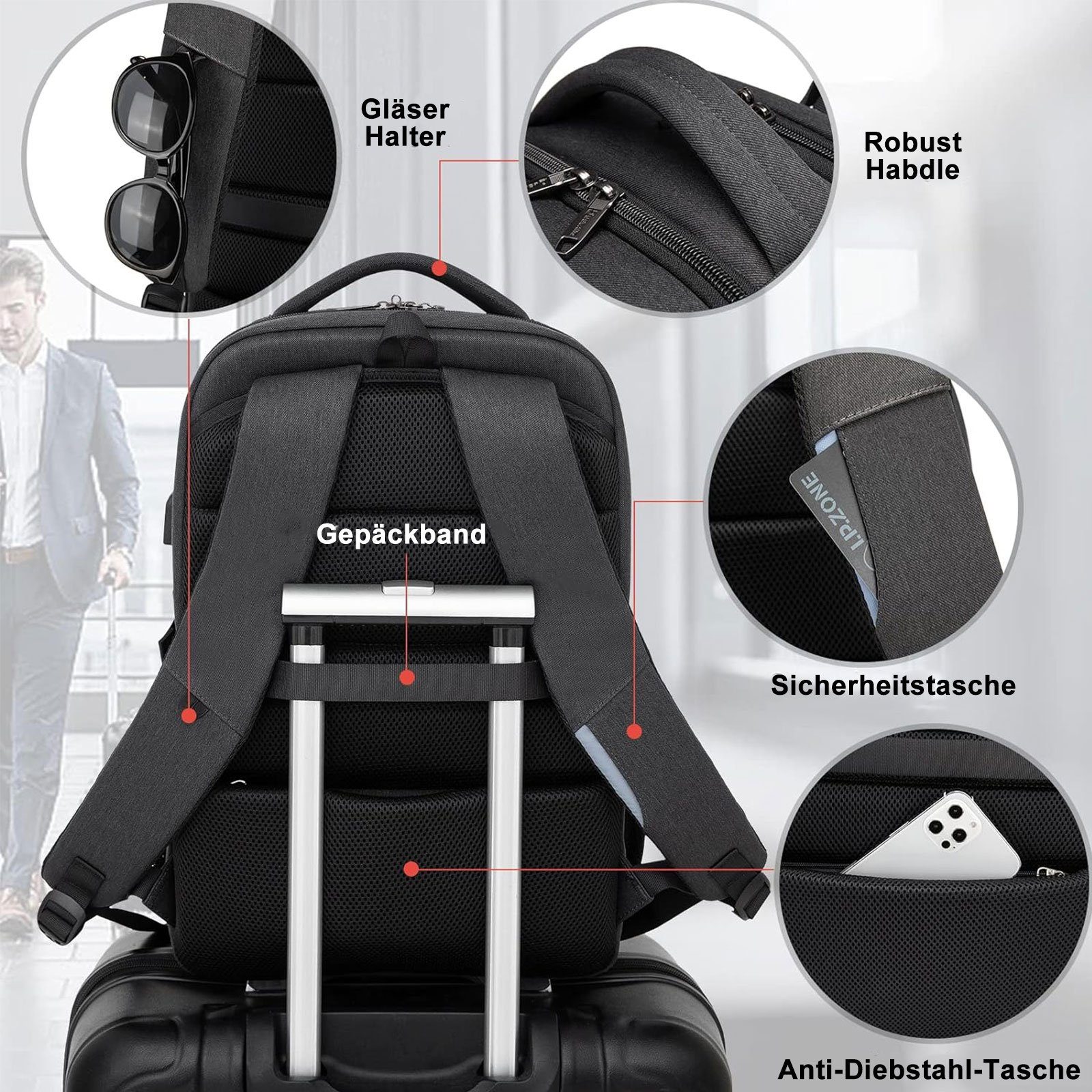 REDOM Laptoprucksack Laptop Rucksäcke Schulrucksack Wasserbeständig günstig online kaufen