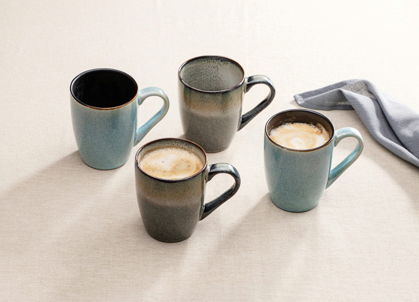 Ladelle Becher Fusion mokka Mug 4er Set 10,5cm, Keramik