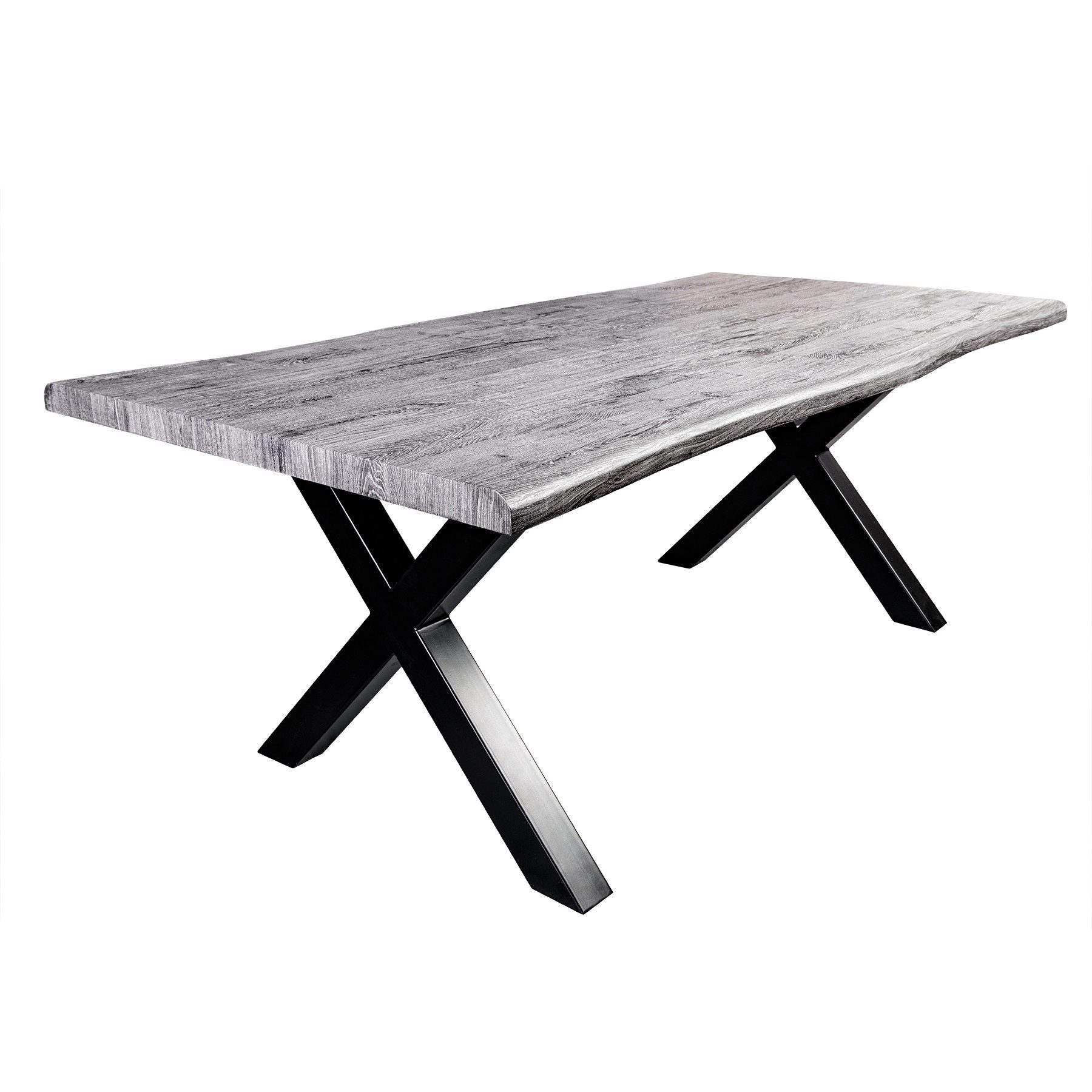 riess-ambiente Baumkantentisch WILD 160cm grau / schwarz · Küchentisch in W günstig online kaufen