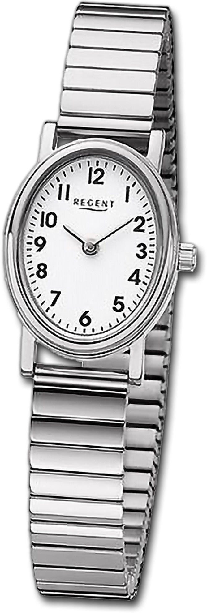 Regent Quarzuhr Regent Damen Armbanduhr Analog, Damenuhr Edelstahlarmband silber, rundes Gehäuse, groß (ca. 28x32mm)