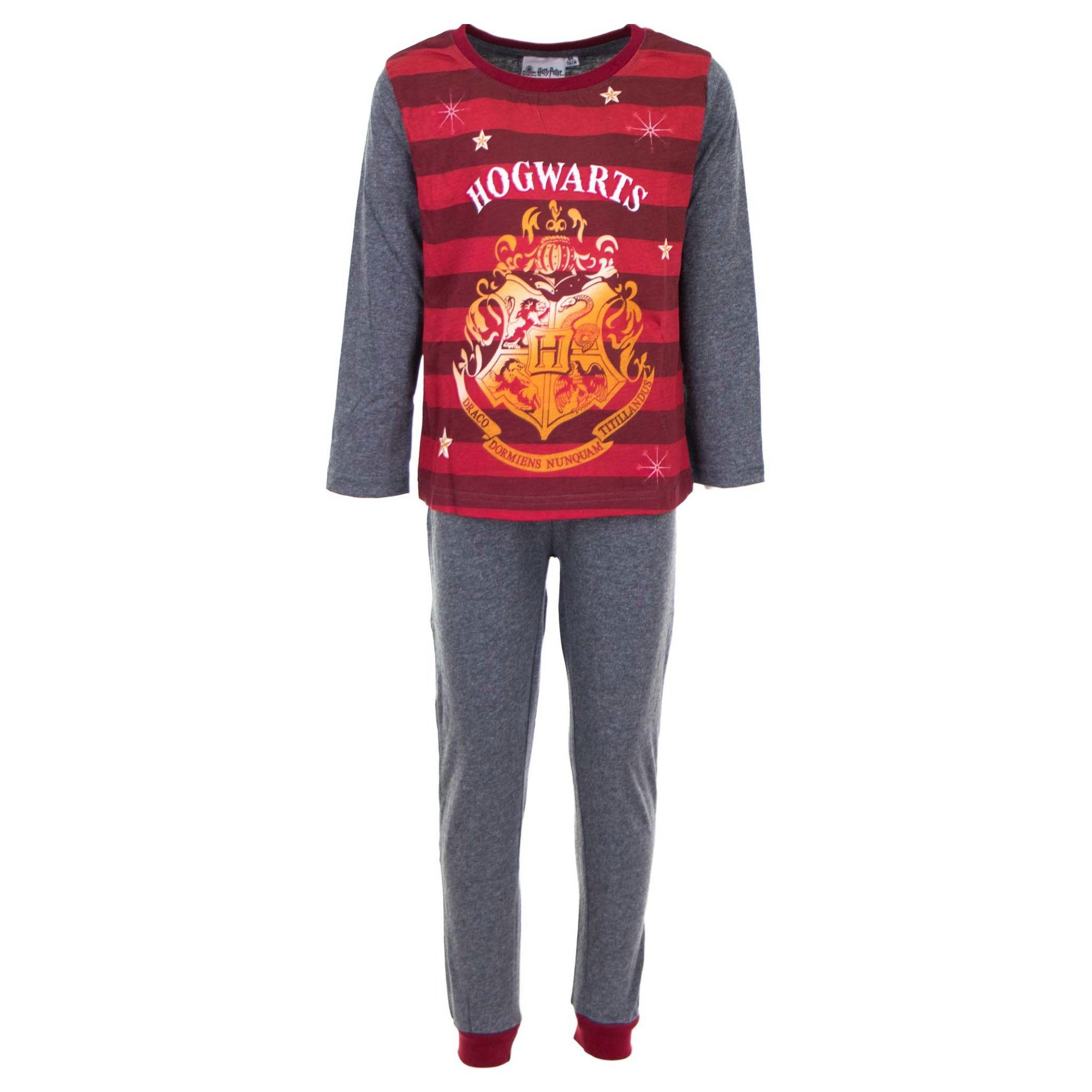 Harry Potter Schlafanzug Harry Potter Hogwarts Kinder Pyjama Gr. 98 - 128, 100% Baumwolle Grau
