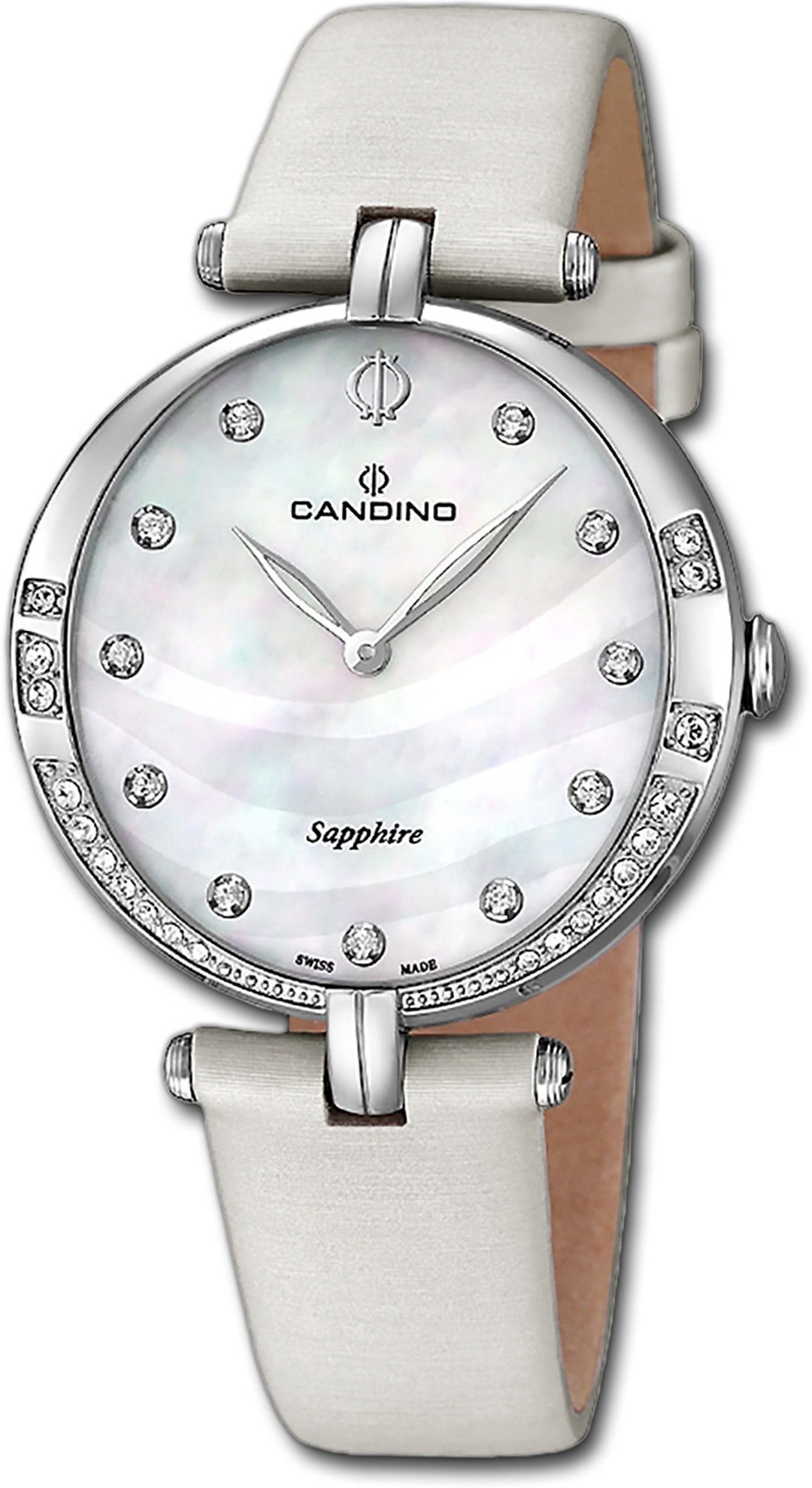 Candino Quarzuhr Candino Damenuhr Elegance C4601/1, (Analoguhr), Damen Armbanduhr rund, Edelstahlarmband creme