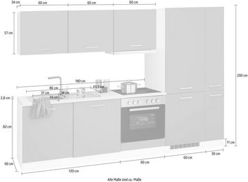 HELD MÖBEL Küchenzeile Visby, mit E-Geräten, Breite 270 cm, inkl. Kühl/Gefrierkombination