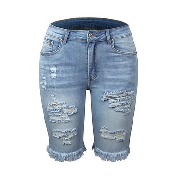 FIDDY Jeansshorts Shorts Damen High Waist Skinny - Damen-Jeansshorts