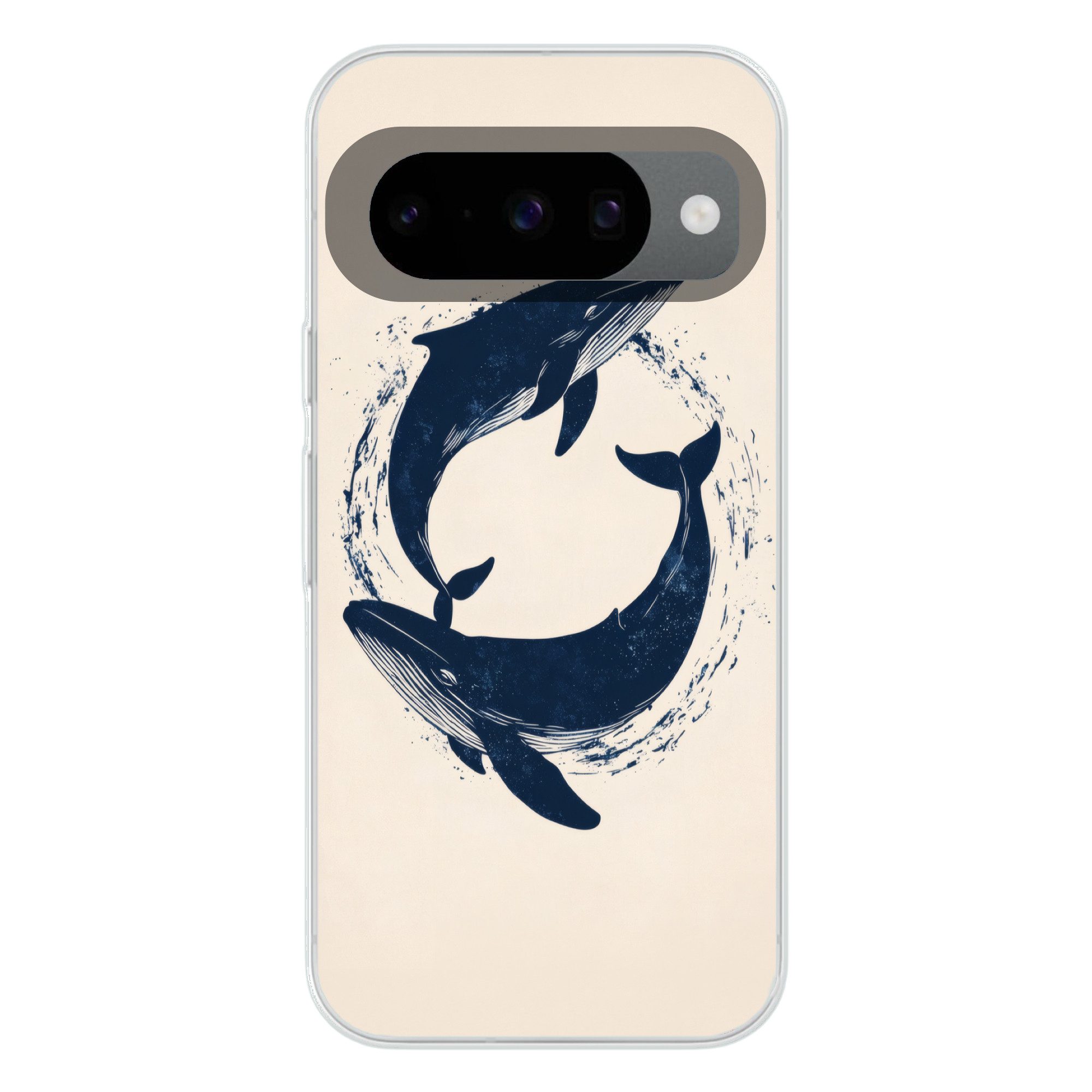 MuchoWow Handyhülle für Google Pixel 10 Pro Wale - Spritzer - Kreis - Dunkelblau, Handy Case, Silikon, Bumper Case Dünn