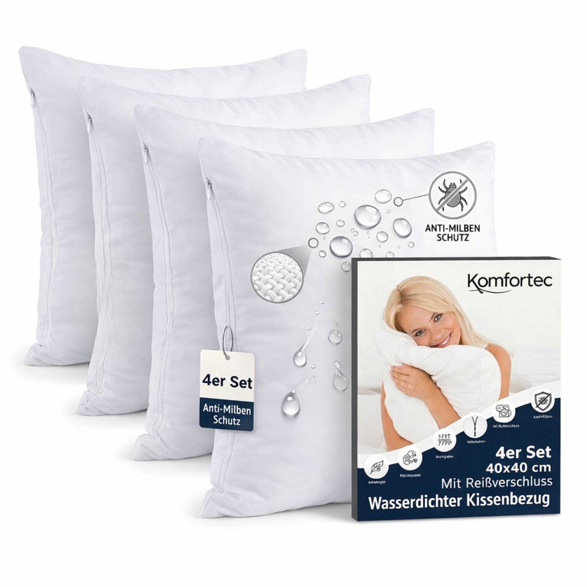 Kissenbezüge Wasserdichter Kissenbezug Set, Hypoallergen Kopfkissenbezüge