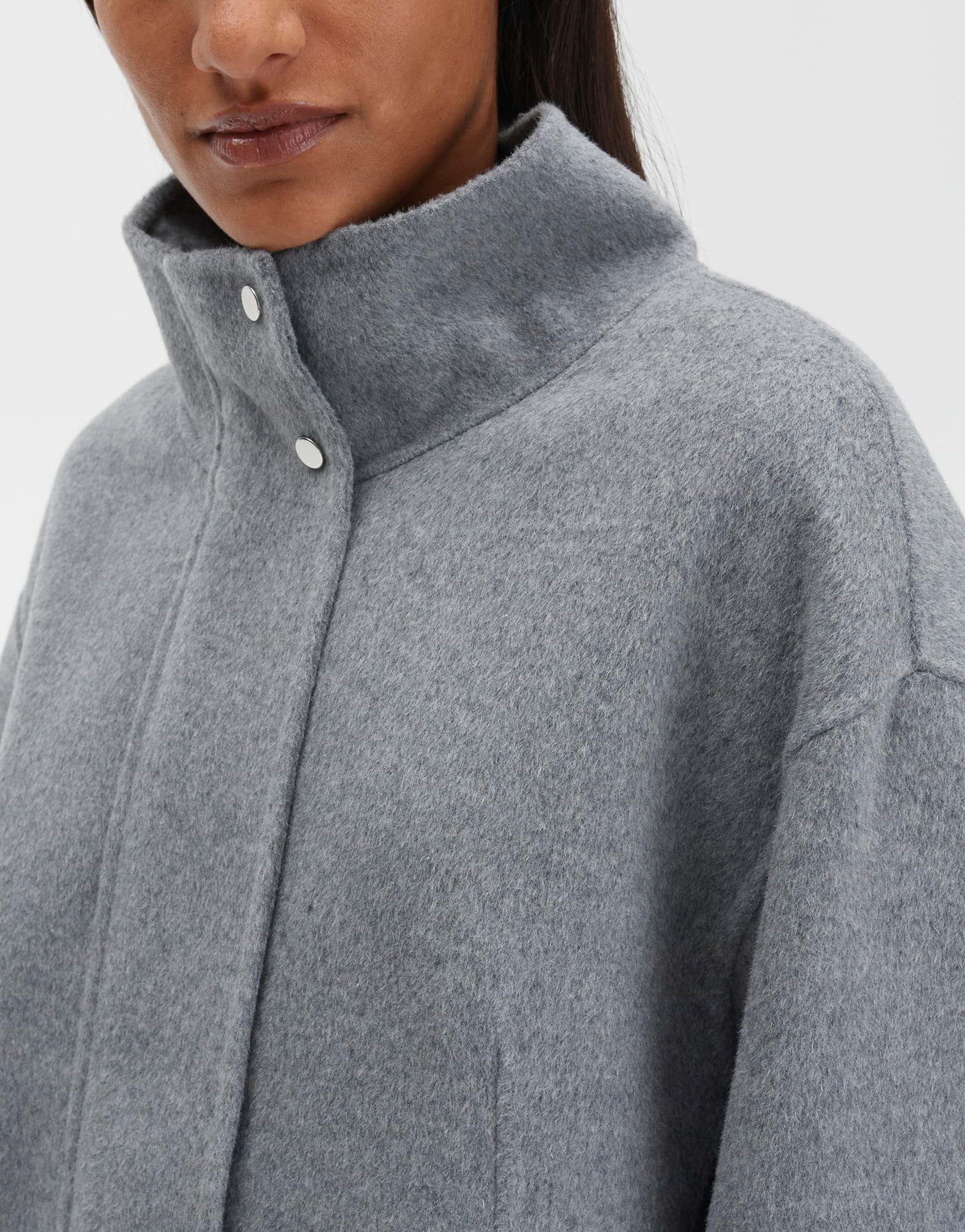 someday Wolljacke Varah pure weite Passform, Stehkragen, Abnäher am Saum