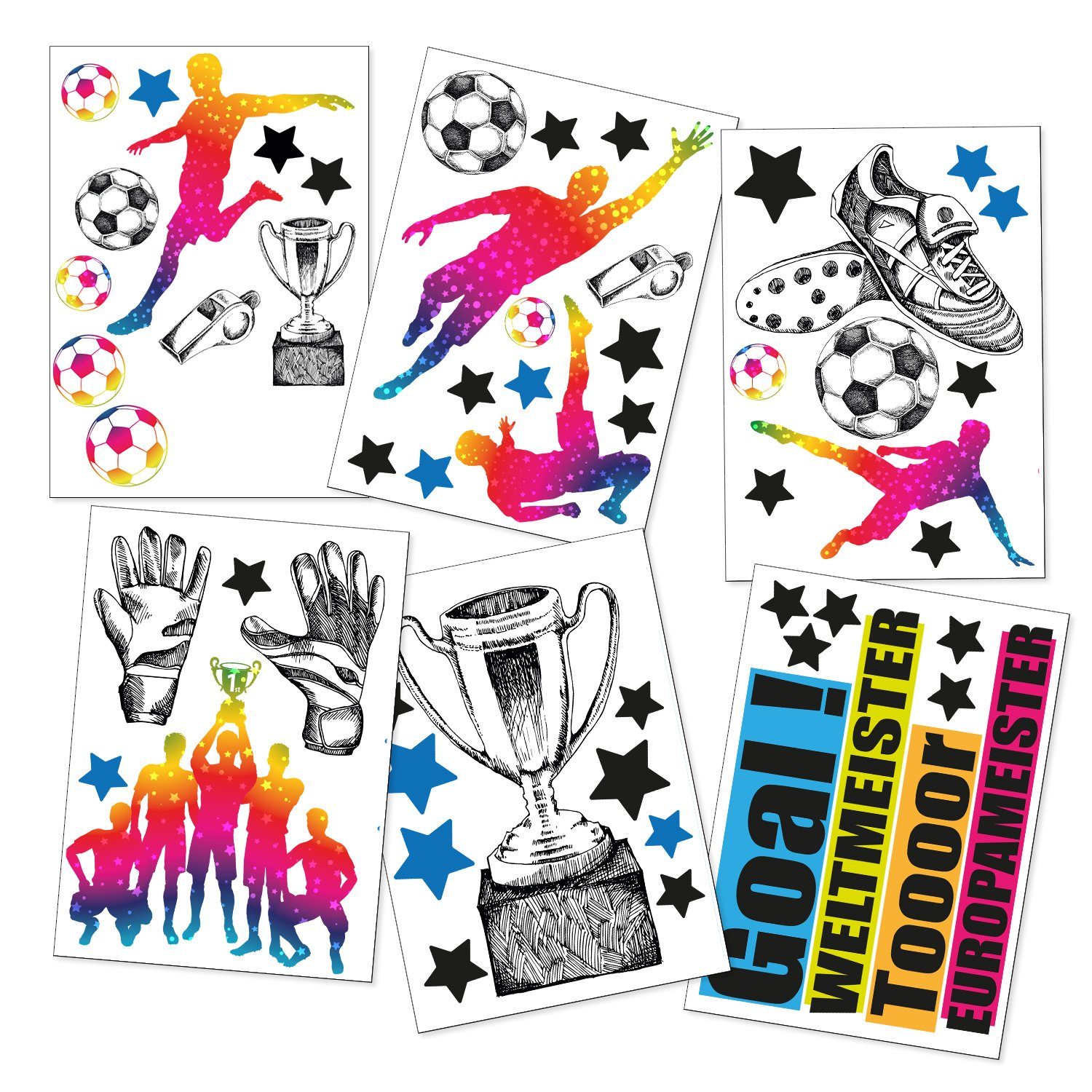 Sunnywall Wandtattoo Fussball Wandsticker Wandtattoo (6 St) günstig online kaufen