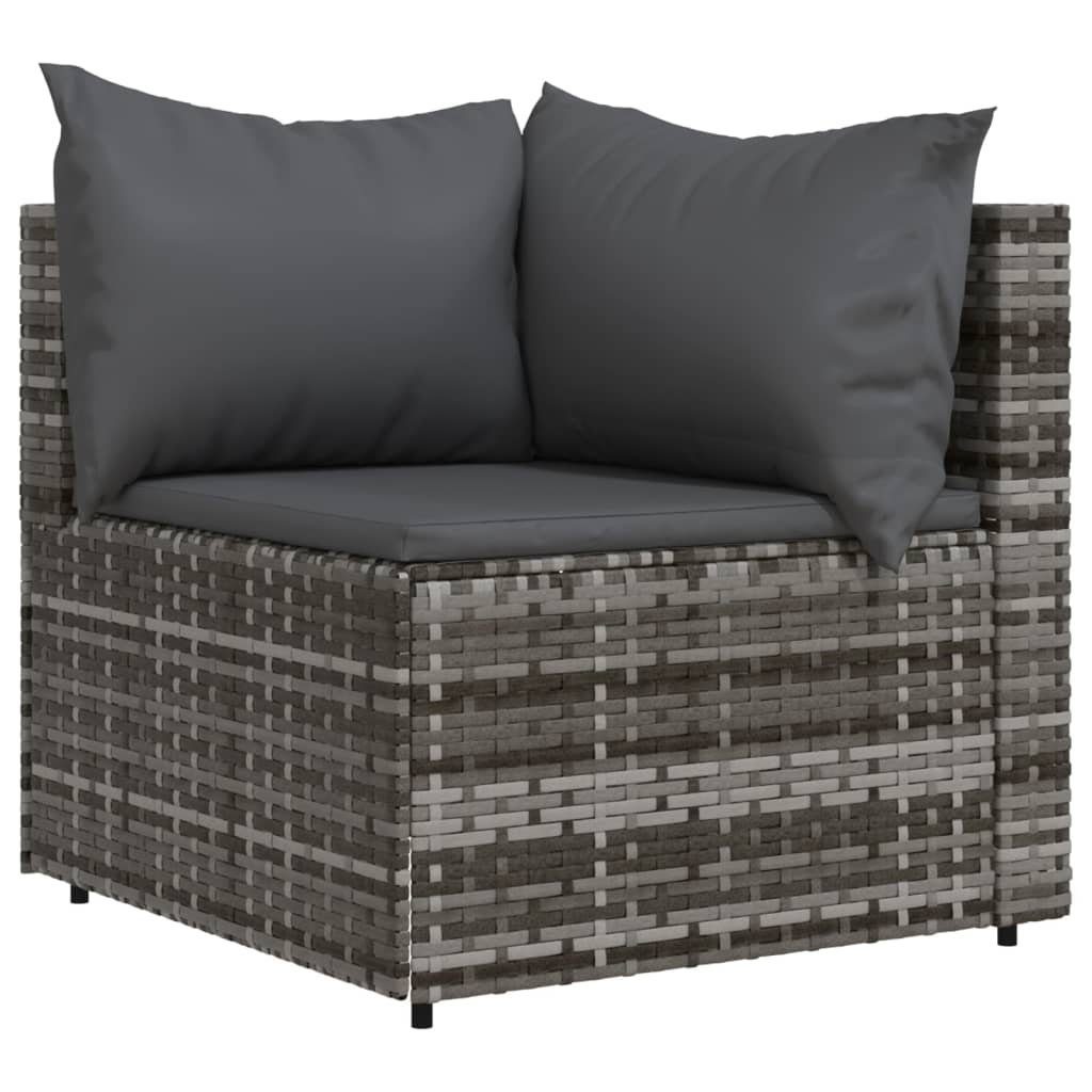 vidaXL Loungesofa Garten-Ecksofas Anthrazit 1 Poly 2 Rattan, und Kissen Stk. Grau Grau mit Teile