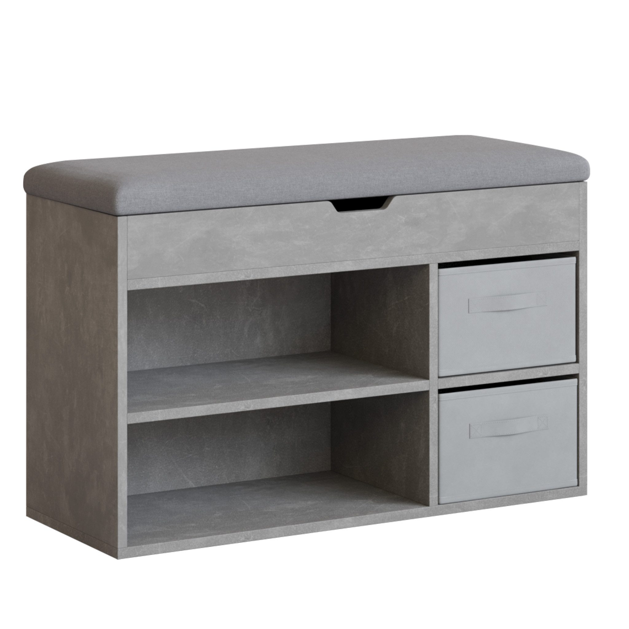 Mondeer Schuhbank Schuhhocker (80 x 48 x 30 cm), Holzschuhablage mit Stoffschublade und aufklappbarem Sitzfläche