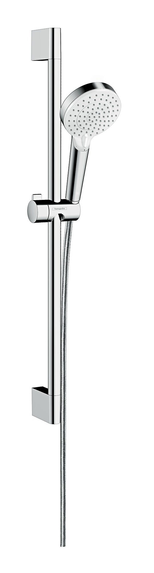 hansgrohe Stangenbrause-Set Crometta 100 Vario, Höhe 66.9 cm, 2 Strahlart(en), Brauseset EcoSmart+ mit Brausestange 650 mm - Weiß / Chrom