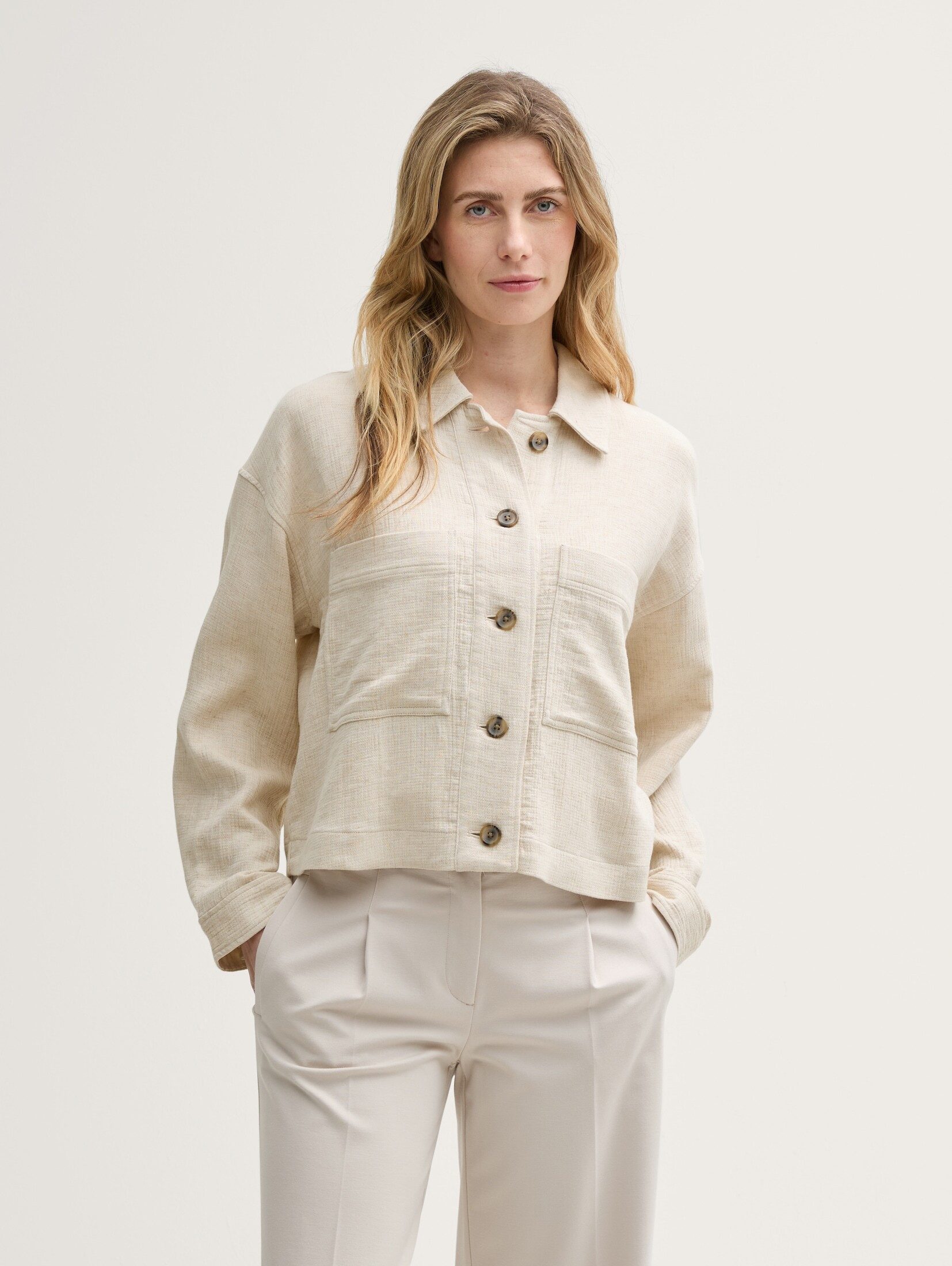 TOM TAILOR Jackenblazer Oversize Jacke mit Leinenanteil