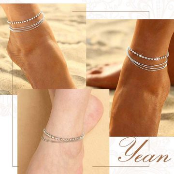 KIKI Fußkette Silver Fußkette Crystal Ankle Bracelet Layered Fußkette für Mädchen