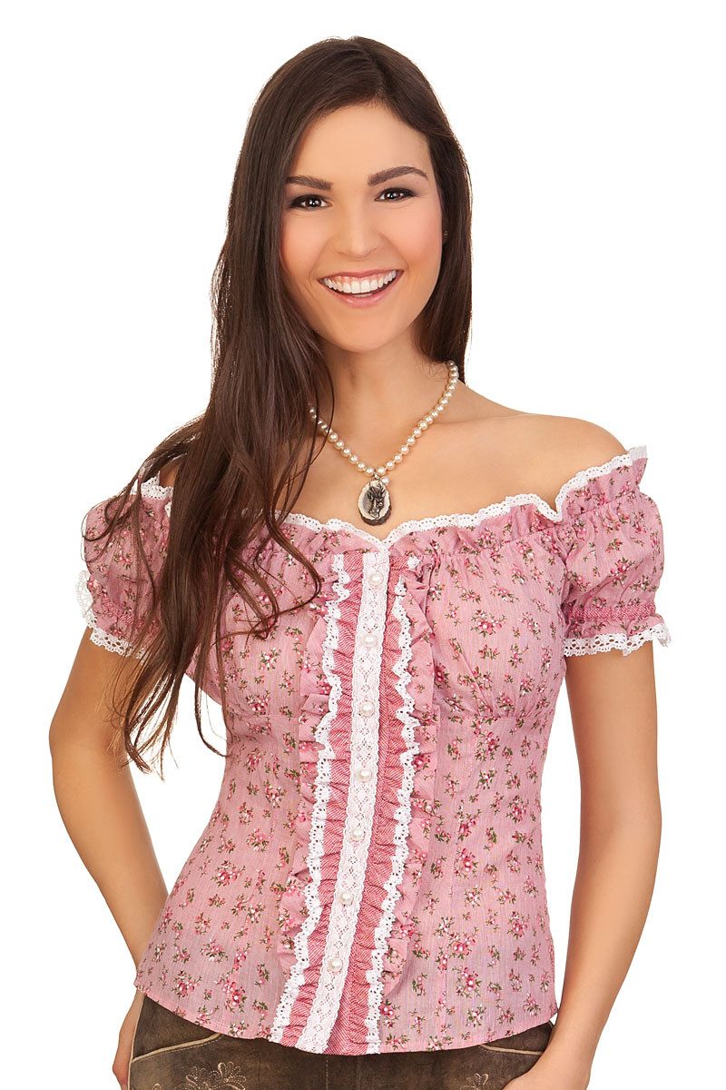 Krüger Madl Trachtenbluse Trachtenbluse - GESINE - rot, blau günstig online kaufen