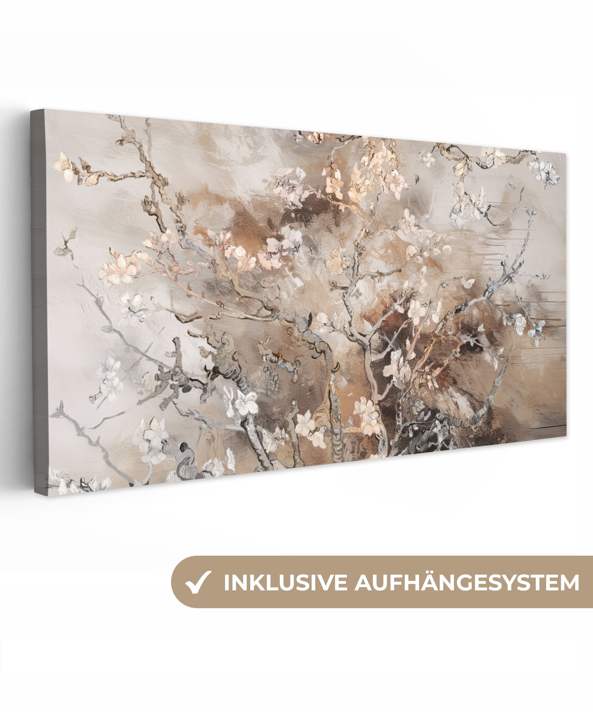 OneMillionCanvasses® Leinwandbild Panorama Mandelblüte - Kunst günstig online kaufen