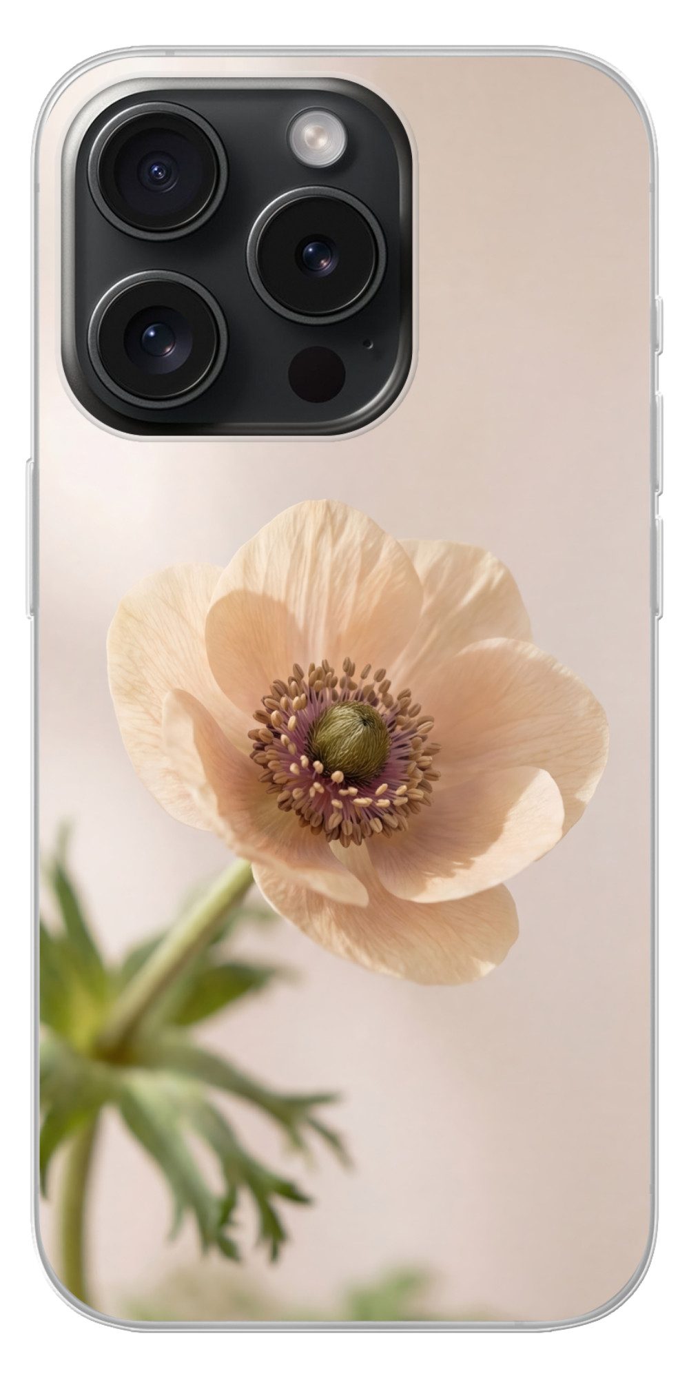 MuchoWow Handyhülle für Apple iPhone 15 Pro Blume - Minimalistisch - Grün, Smartphone-Bumper, Print, Handy Schutzhülle Dünn