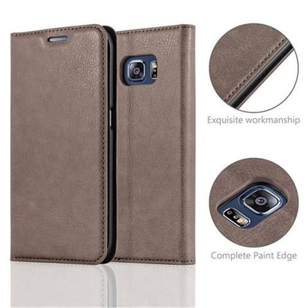 Cadorabo Handyhülle für Samsung Galaxy S6 EDGE Hülle Samsung Galaxy S6 EDGE, Hülle Schutzhülle mit Standfunktion, Magnetverschluss und Kartenfach