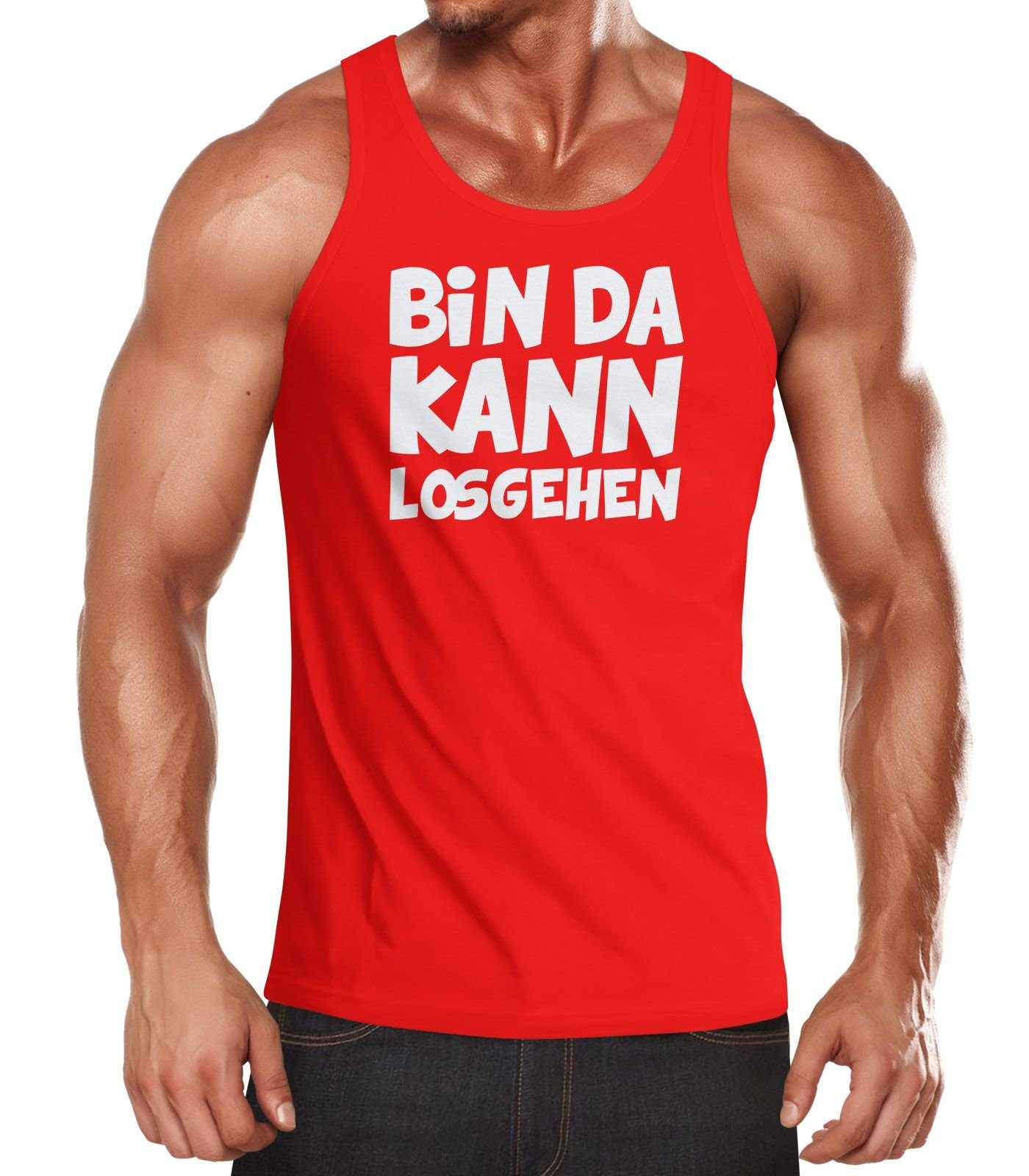 MoonWorks Tanktop Herren Tanktop Spruch Bin da kann losgehen Muskelshirt Moonworks® mit Print