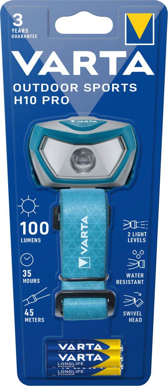 VARTA Kopflampe inkl. H10 Sports Outdoor 3xAAA VARTA Batterien Pro