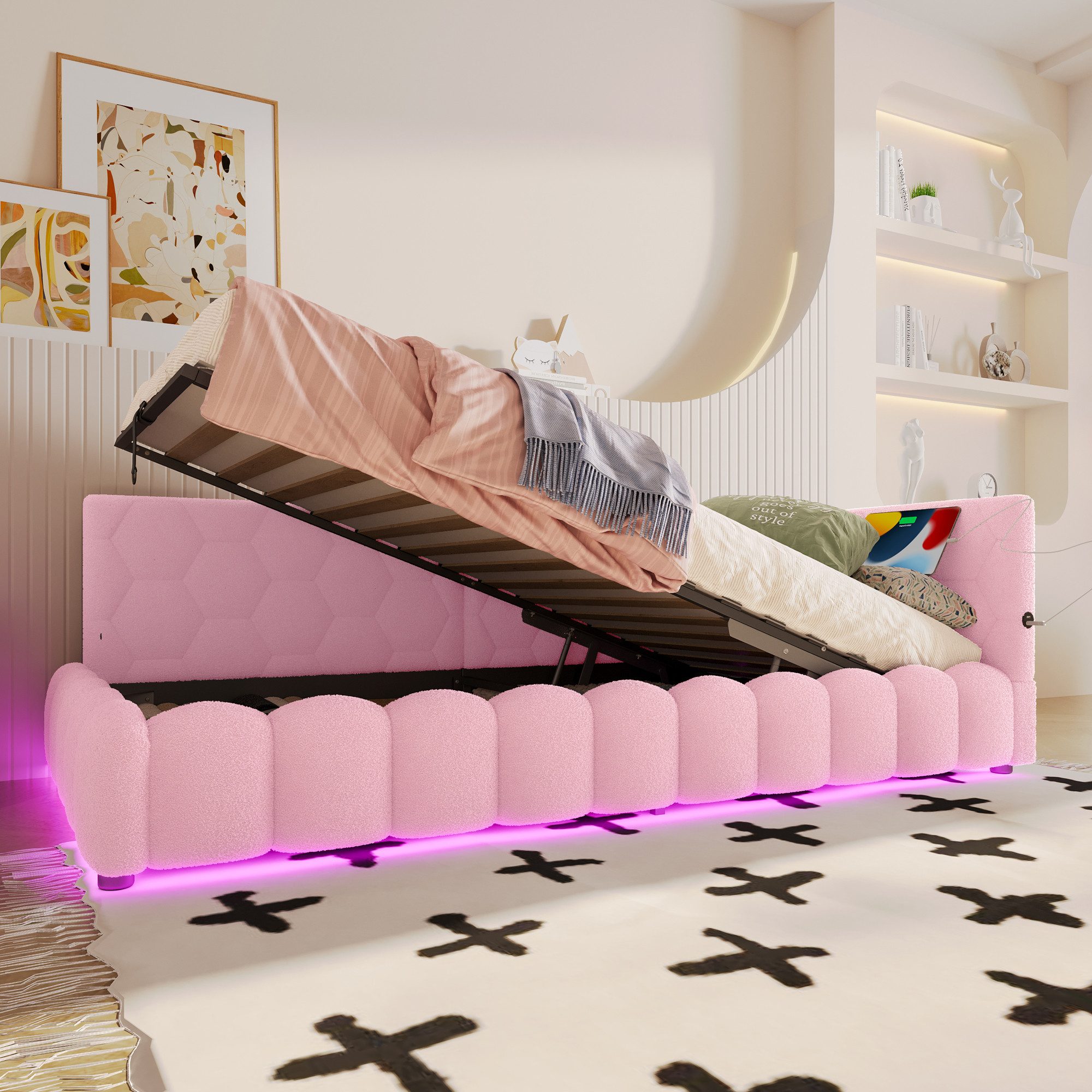 TavilaEcon Boxspringbett Daybett, Schlafsofa mit Lattenrost und LED-Lichtle günstig online kaufen