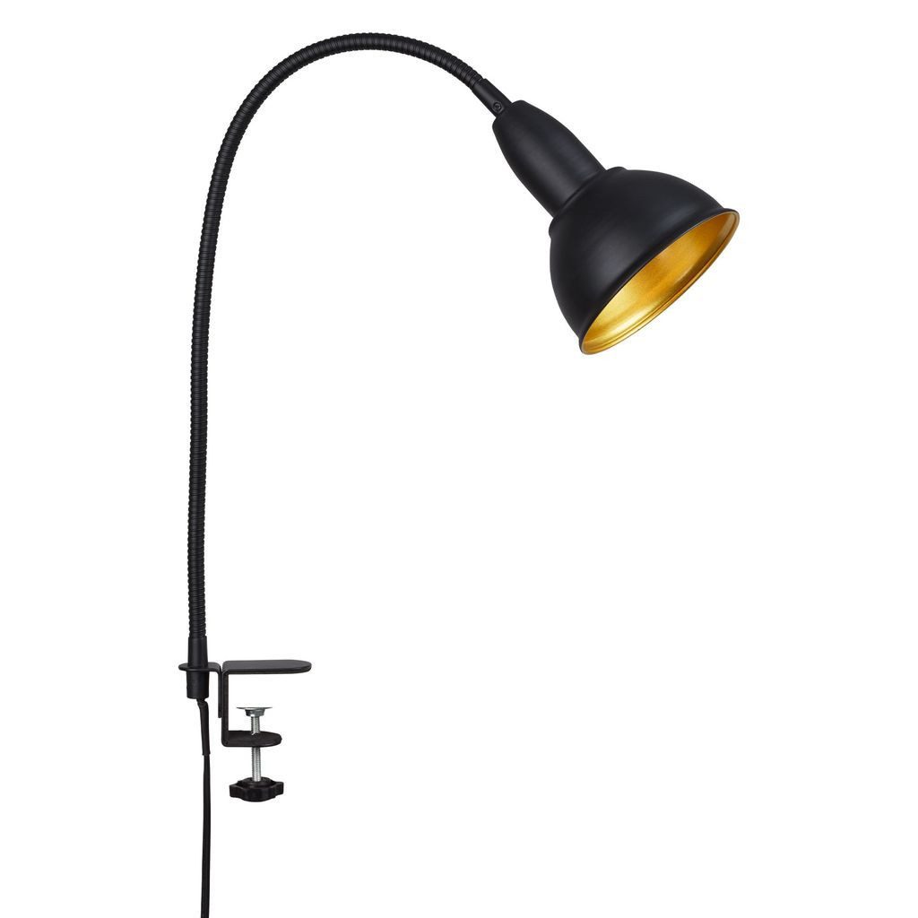 Briloner Leuchten Klemmleuchte 2603-015, ohne Leuchtmittel, schwarz-gold, flexibler Arm, inkl. An/Aus Schalter, exkl. E14 max. 25W