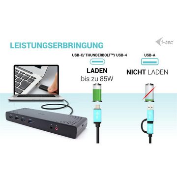 I-TEC Laptop-Dockingstation USB 3.0/USB-C/Thunderbolt Dual Display, mit Power Delivery 85W