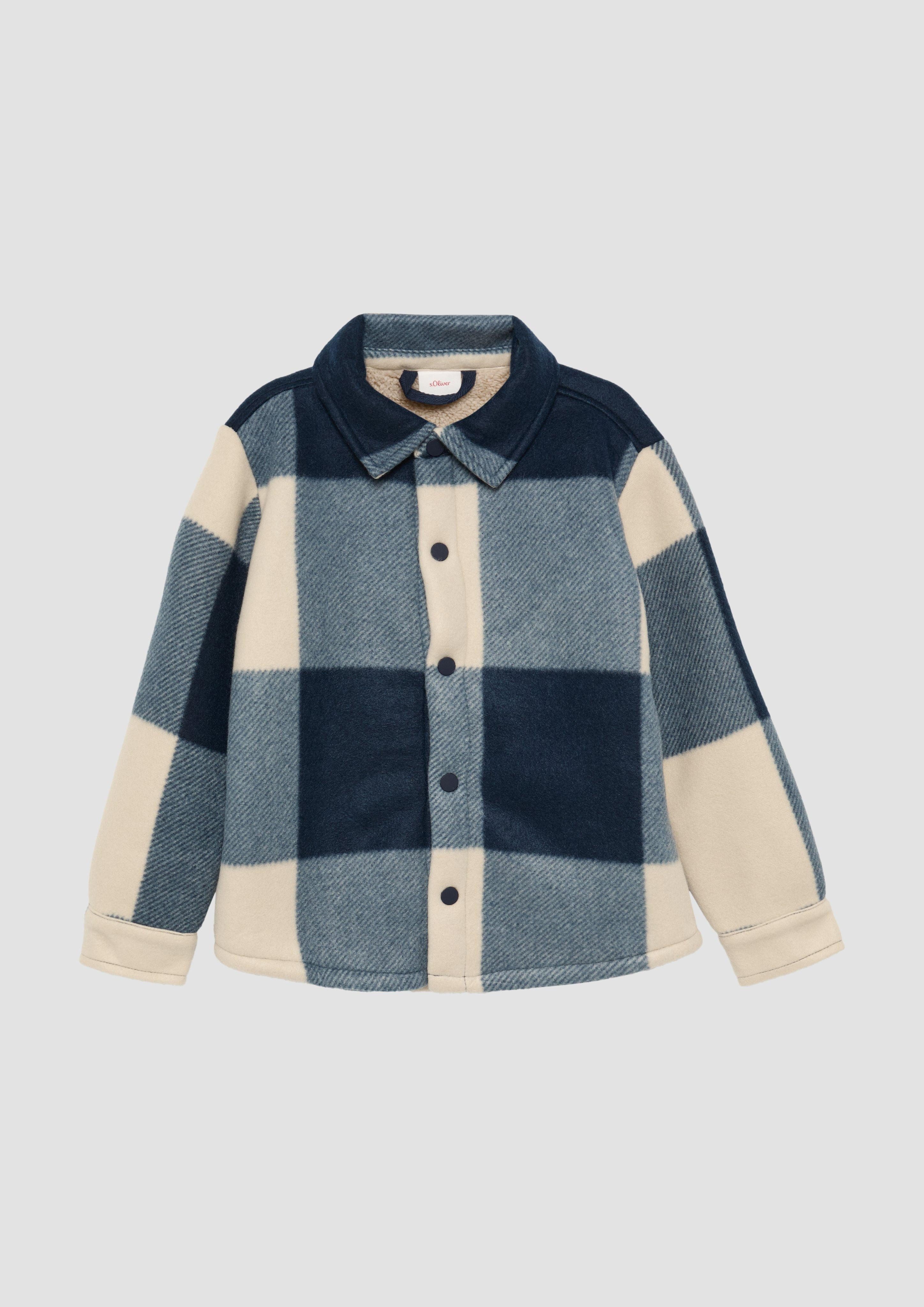 s.Oliver Outdoorjacke Weiches Overshirt mit Teddyfutter Stickerei