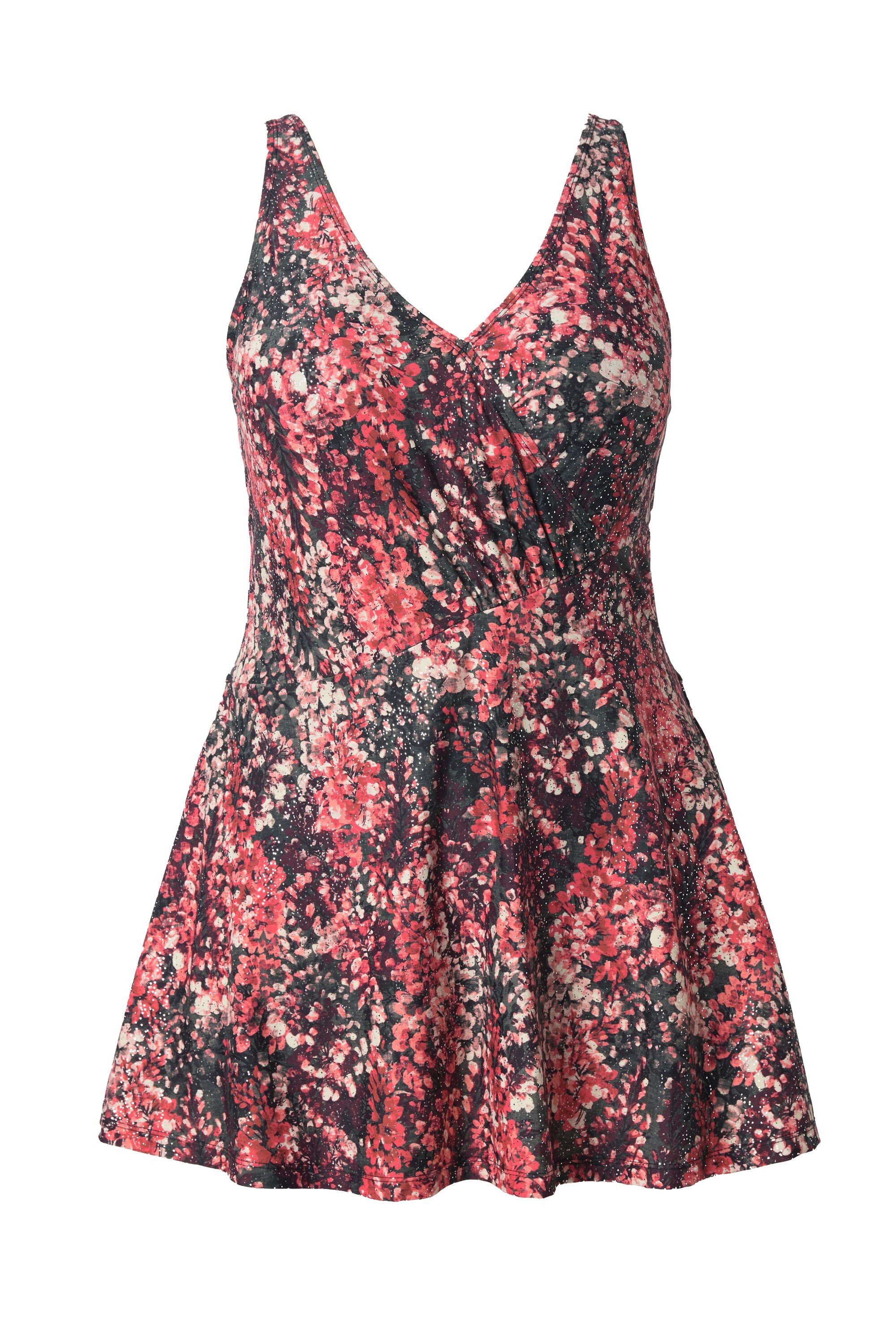 Ulla Popken Badekleid Badekleid Blütenpunkte Softcups Wickeloptik