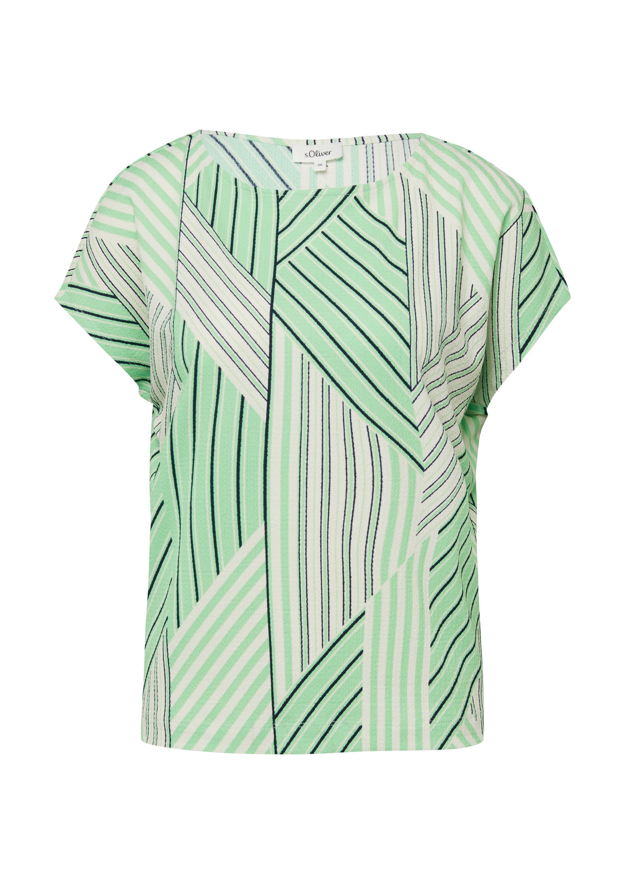 s.Oliver Kurzarmshirt T-Shirt Strukturiertes T-Shirt mit All-over-Print günstig online kaufen