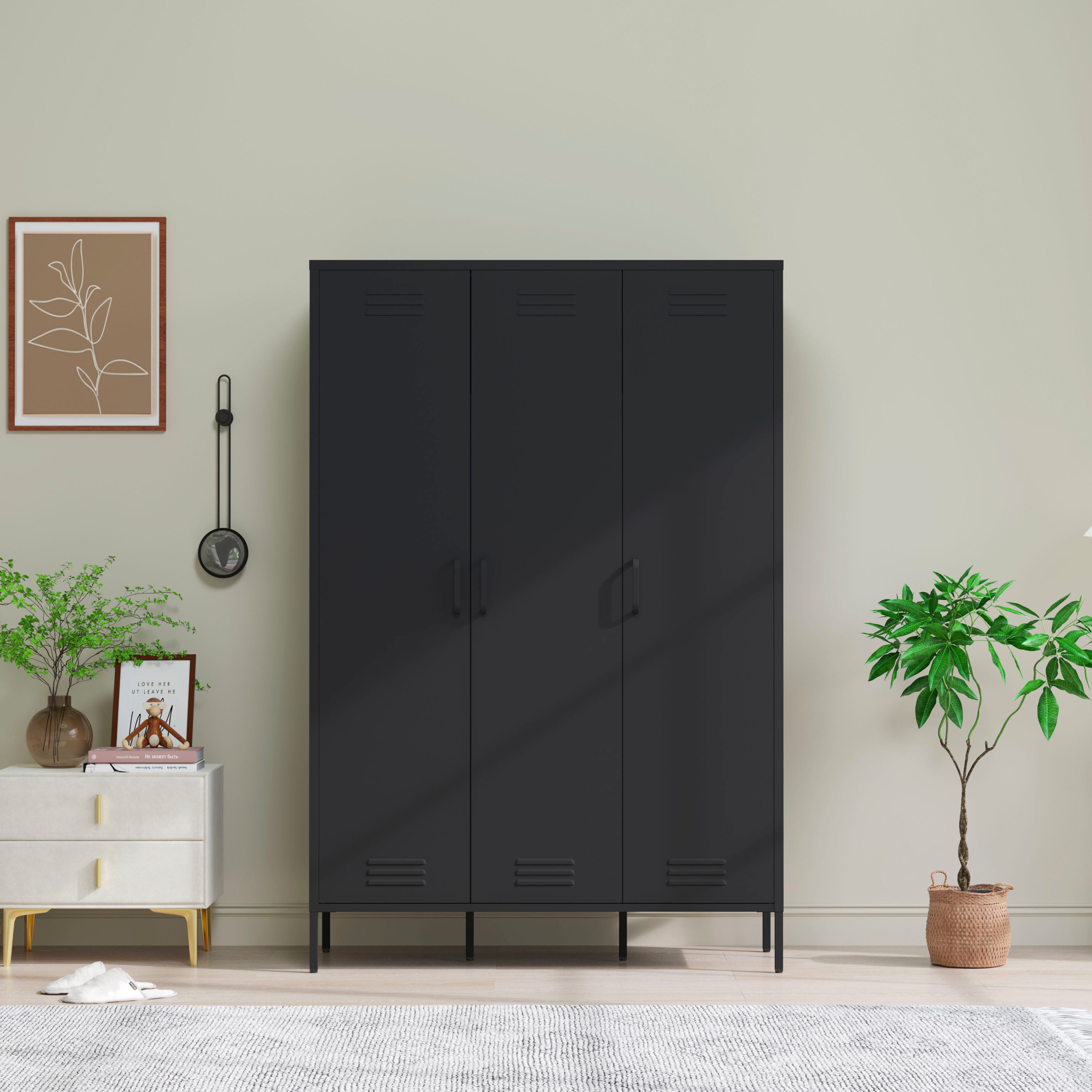 OTTO home Kleiderschrank Siena Schrank Spind Metallschrank mit 3 Türen (Ideal für jeden Wohnraum - Trendsetter) Zeitloser Schlafzimmerschrank Garderobe Multischrank