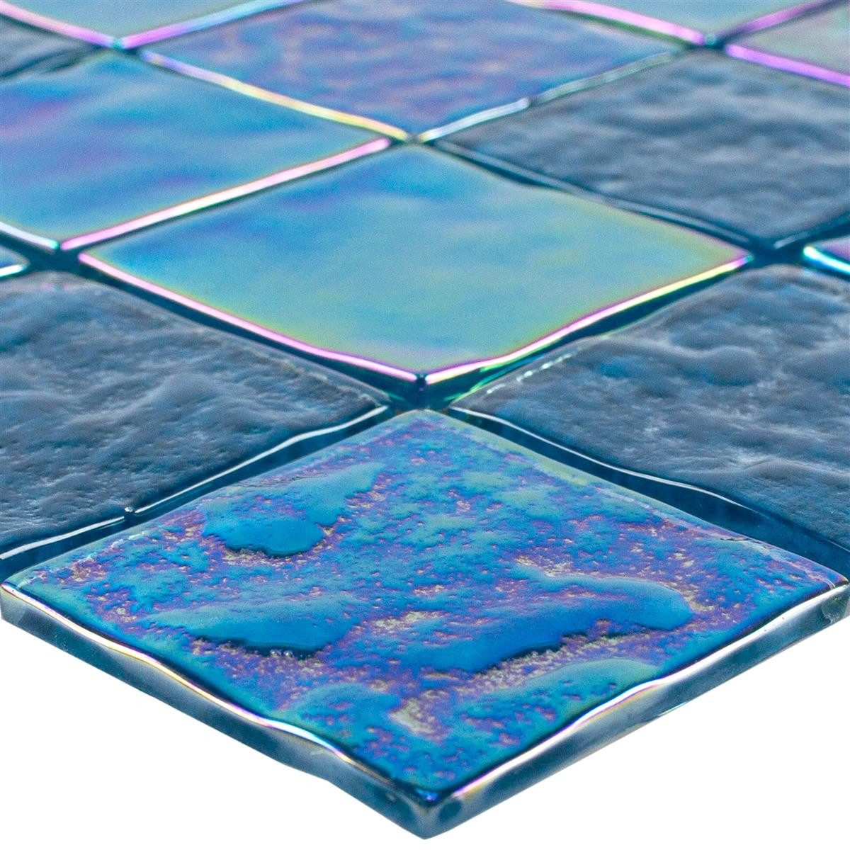 Mosafil Mosaikfliesen Glasmosaik Fliesen Perlmutt Effekt Carlos Blau 48, Glas 29.800x29.800, blau, Verlegefertig auf ein Netz geklebt - Frostsicher - Wasserfest