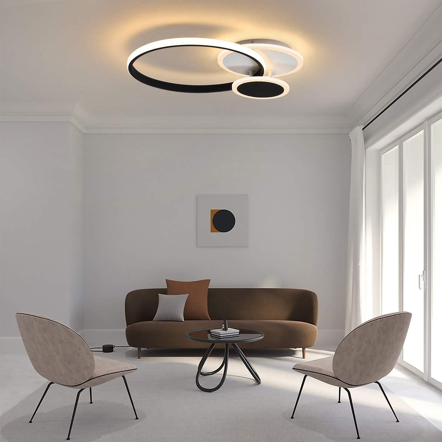 fest ZMH Dimmfunktion, integriert Büro 39W Schlaf- LED Ess- Ring LED Design Fernbedienung Flur, Wohnzimmer Deckenleuchte