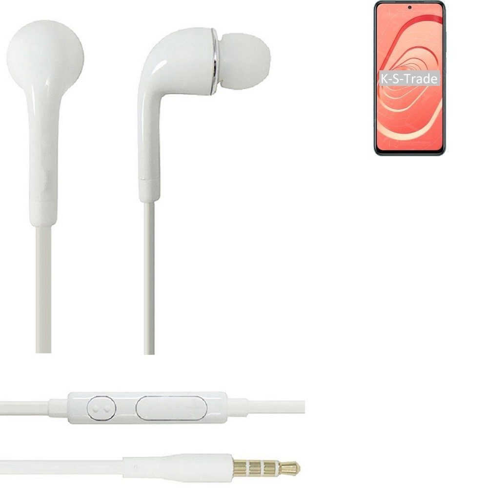 K-S-Trade für Xiaomi Redmi Note 10 In-Ear-Kopfhörer (Kopfhörer Headset mit Mikrofon u Lautstärkeregler weiß 3,5mm)
