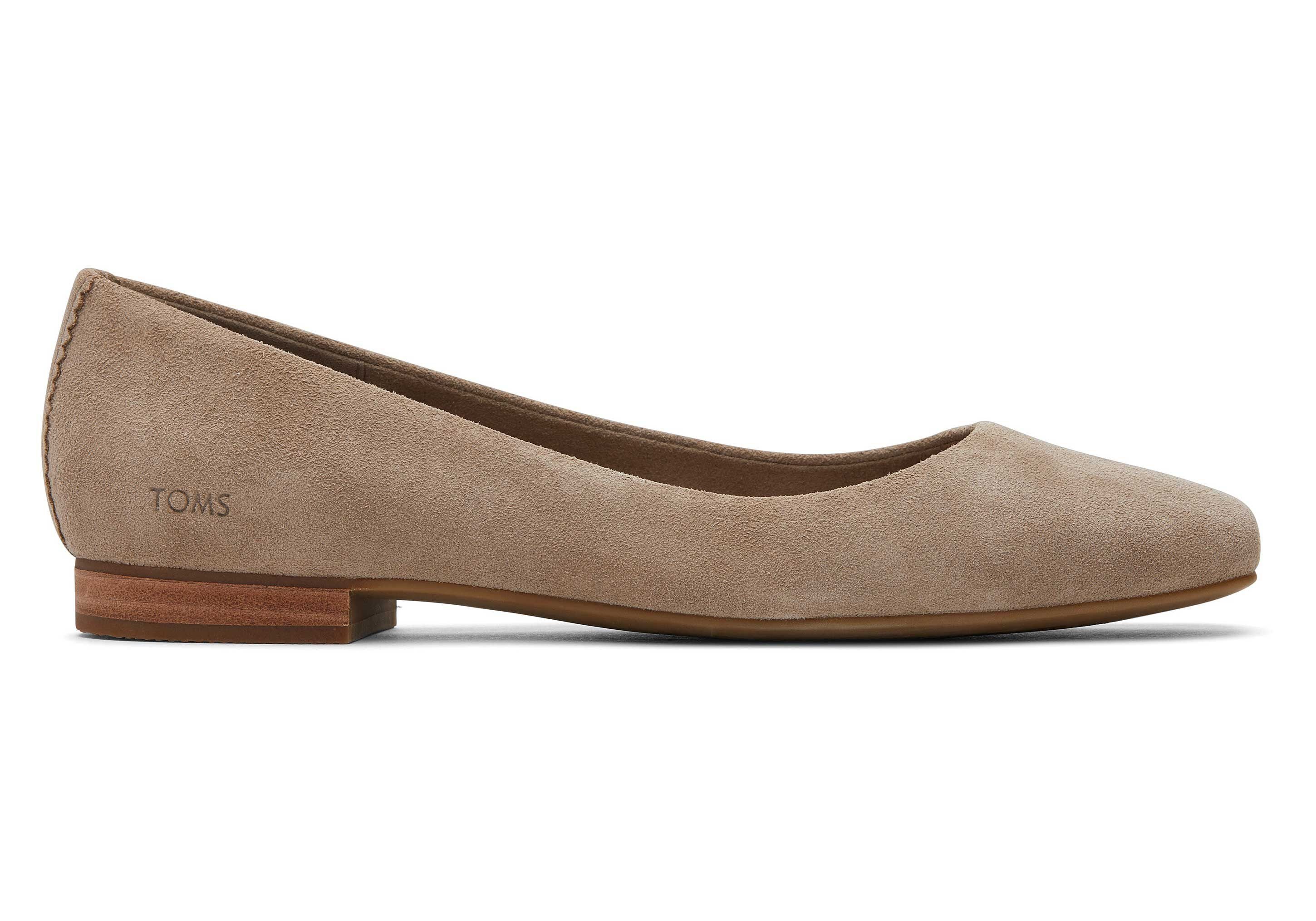 TOMS Briella flacher Schuh aus Suede Taupe Ballerina