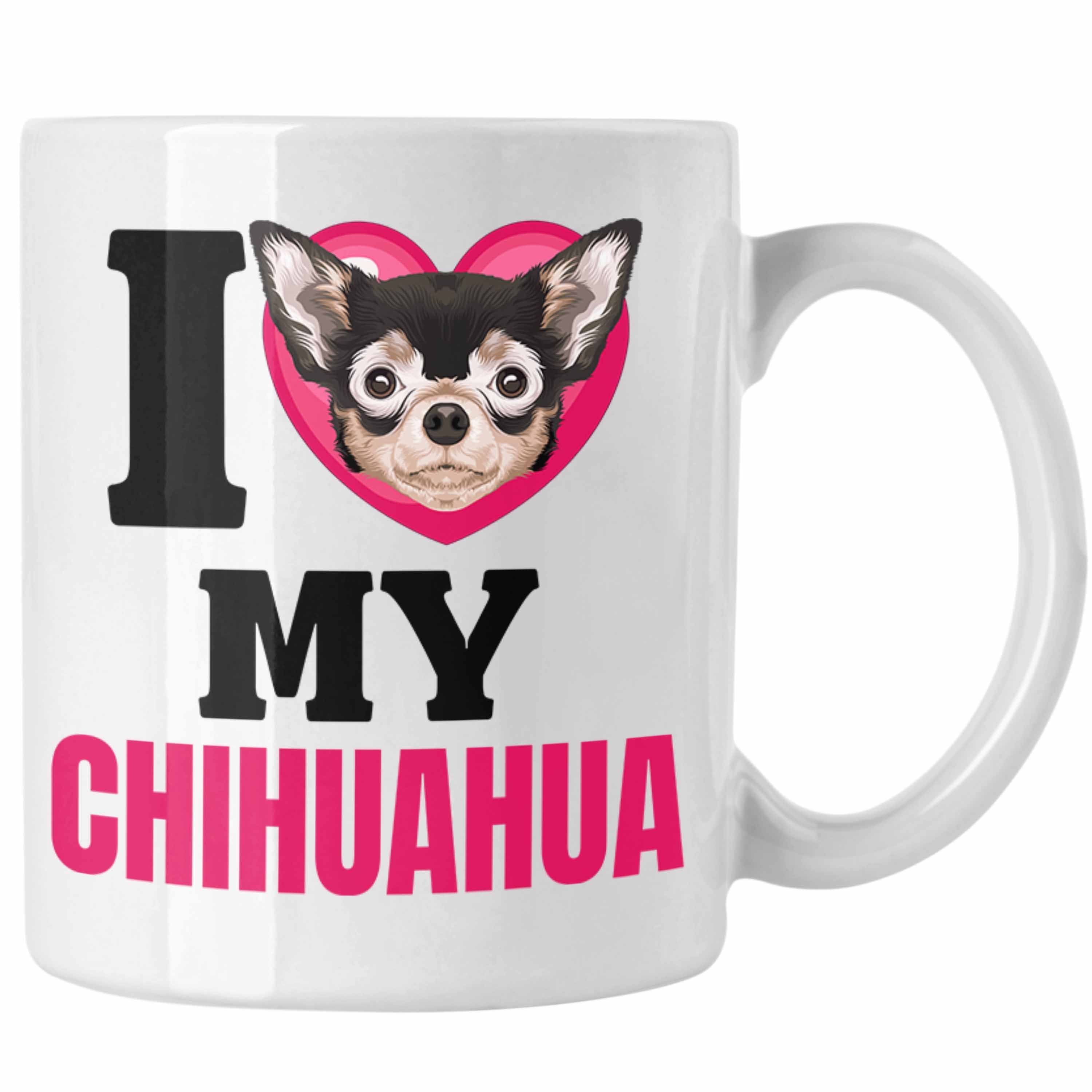 Trendation Tasse Chihuahua Besitzerin Tasse Geschenk Lustiger Spruch Geschenkidee I Lov Weiss