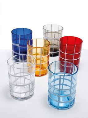 Zafferano Gläser-Set Twiddle, buntes, mundgeblasenes, handgemachtes 6-teiliges Gläser Set, 6-teiliges Set