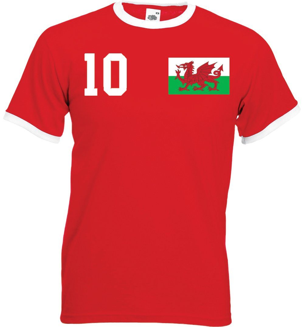 T-Shirt Wales Herren Shirt im Fußball Trikot Look