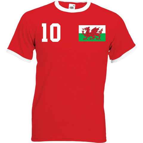 Youth Designz T-Shirt Wales Herren Shirt im Fußball Trikot Look mit trendigem Motiv