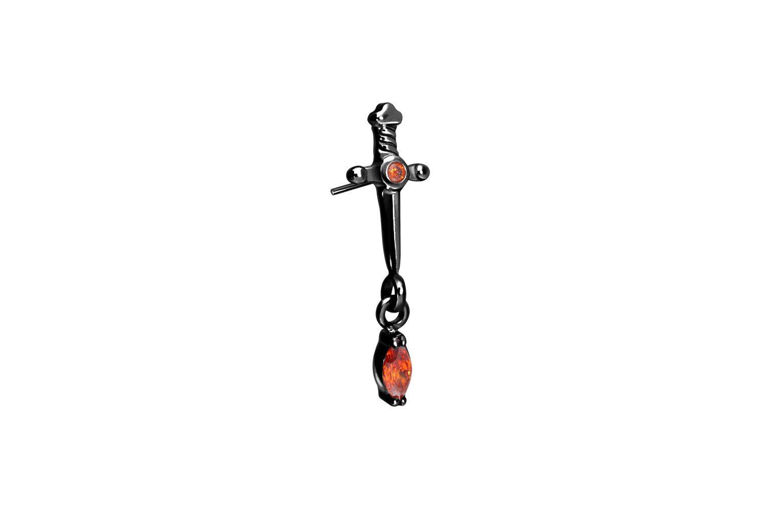 Piercing-Set Titan Aufsatz mit Push Pin DOLCH + KRISTALLTROPFEN